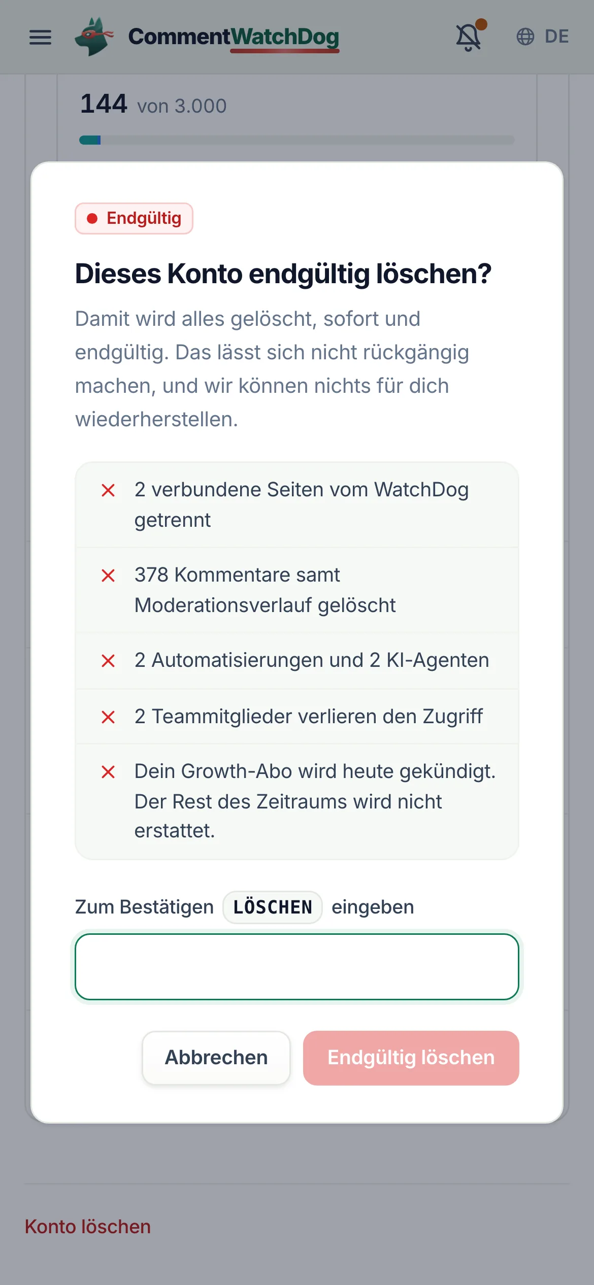 Dasselbe auf dem Handy.