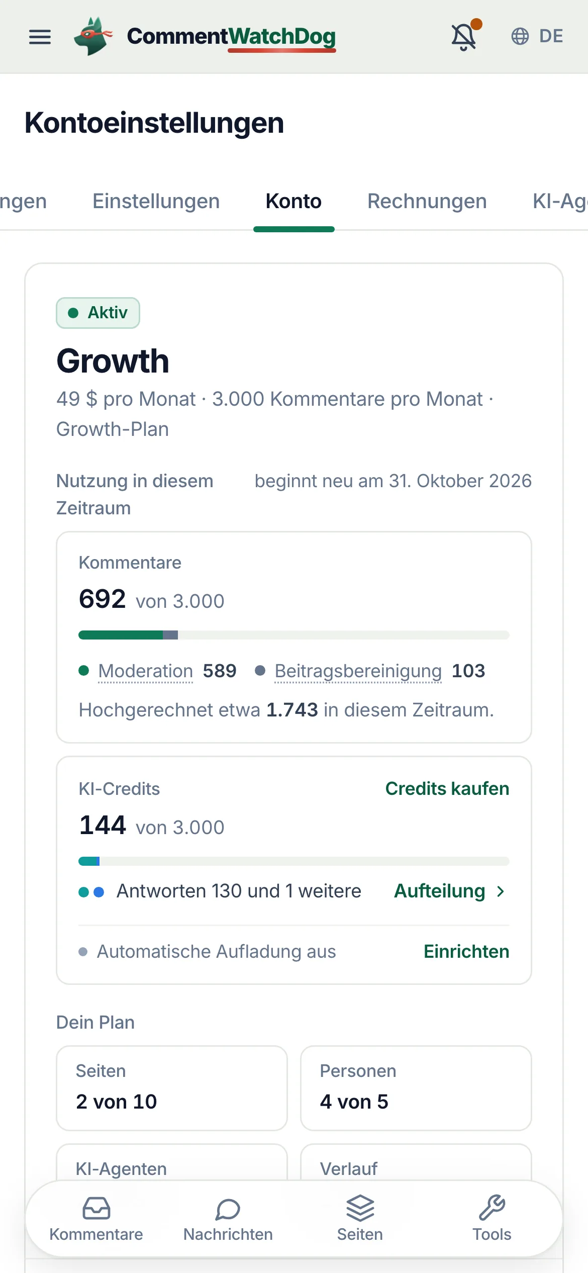 Dasselbe auf dem Handy.