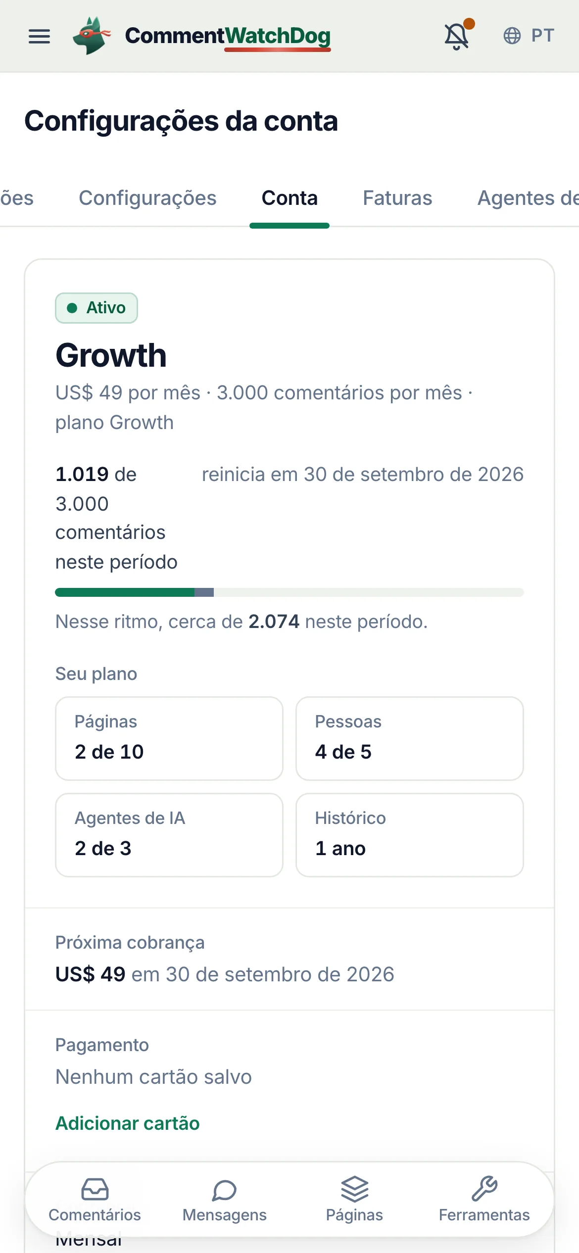 O mesmo em um celular.