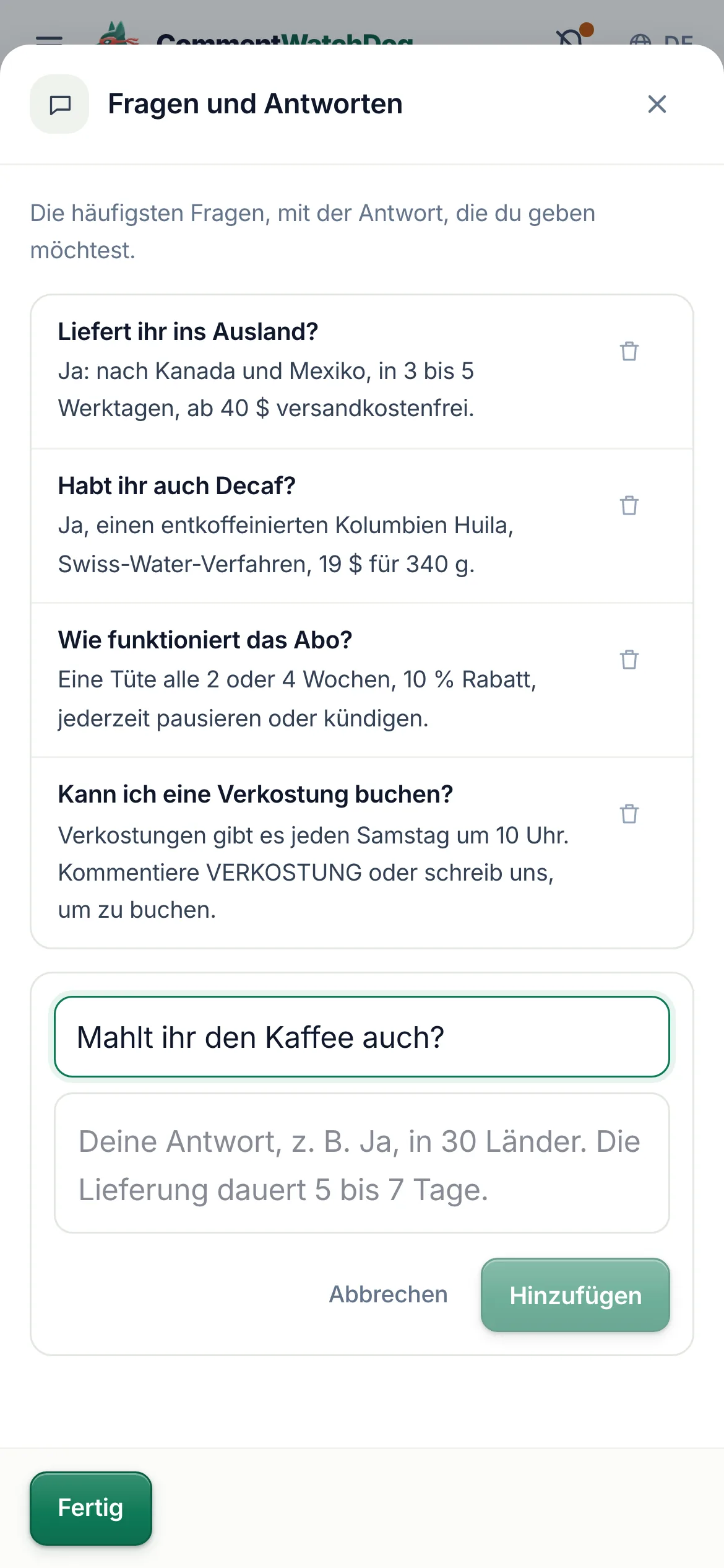 Dasselbe auf dem Handy.