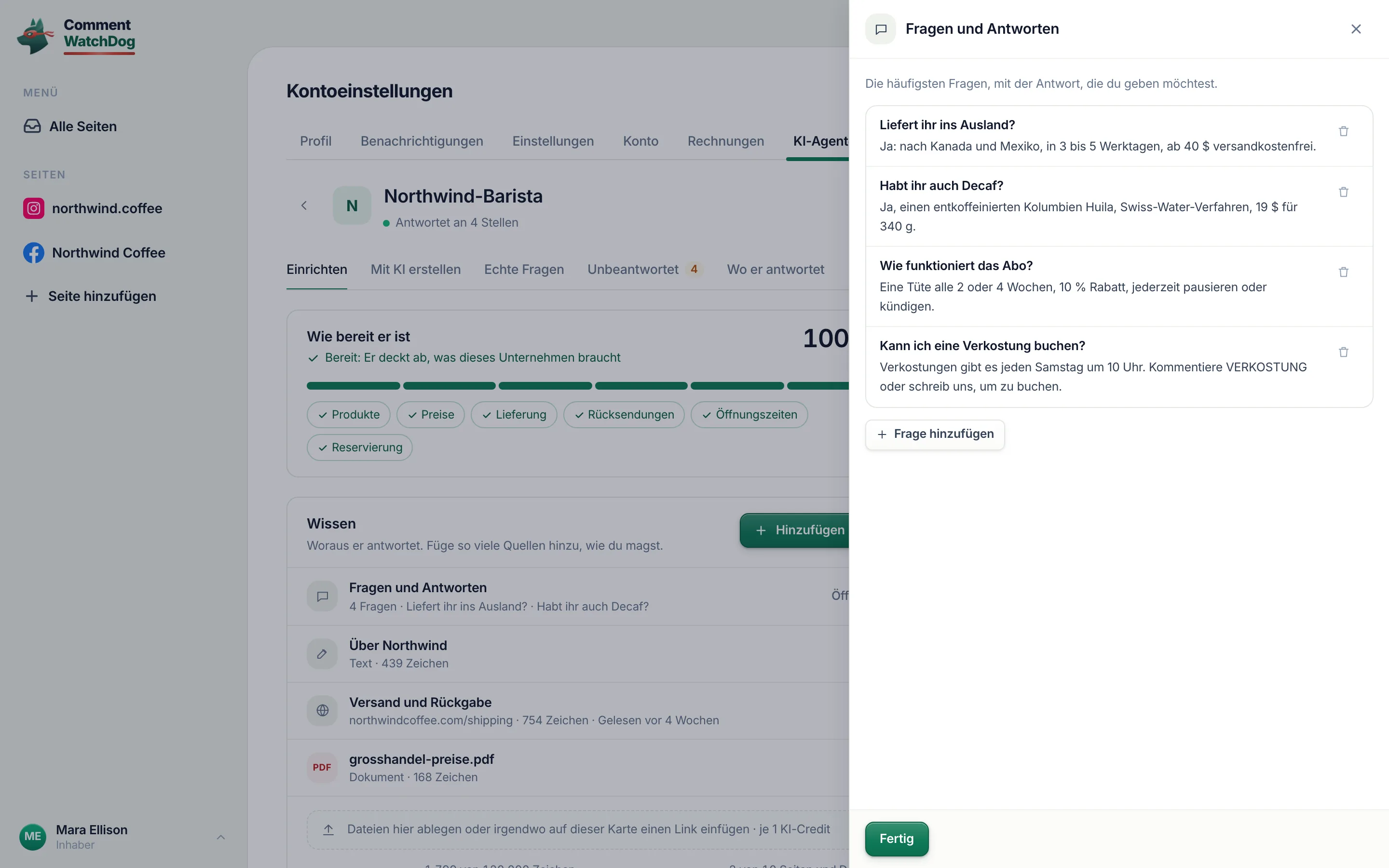 Die gespeicherten Paare und „Fertig“.