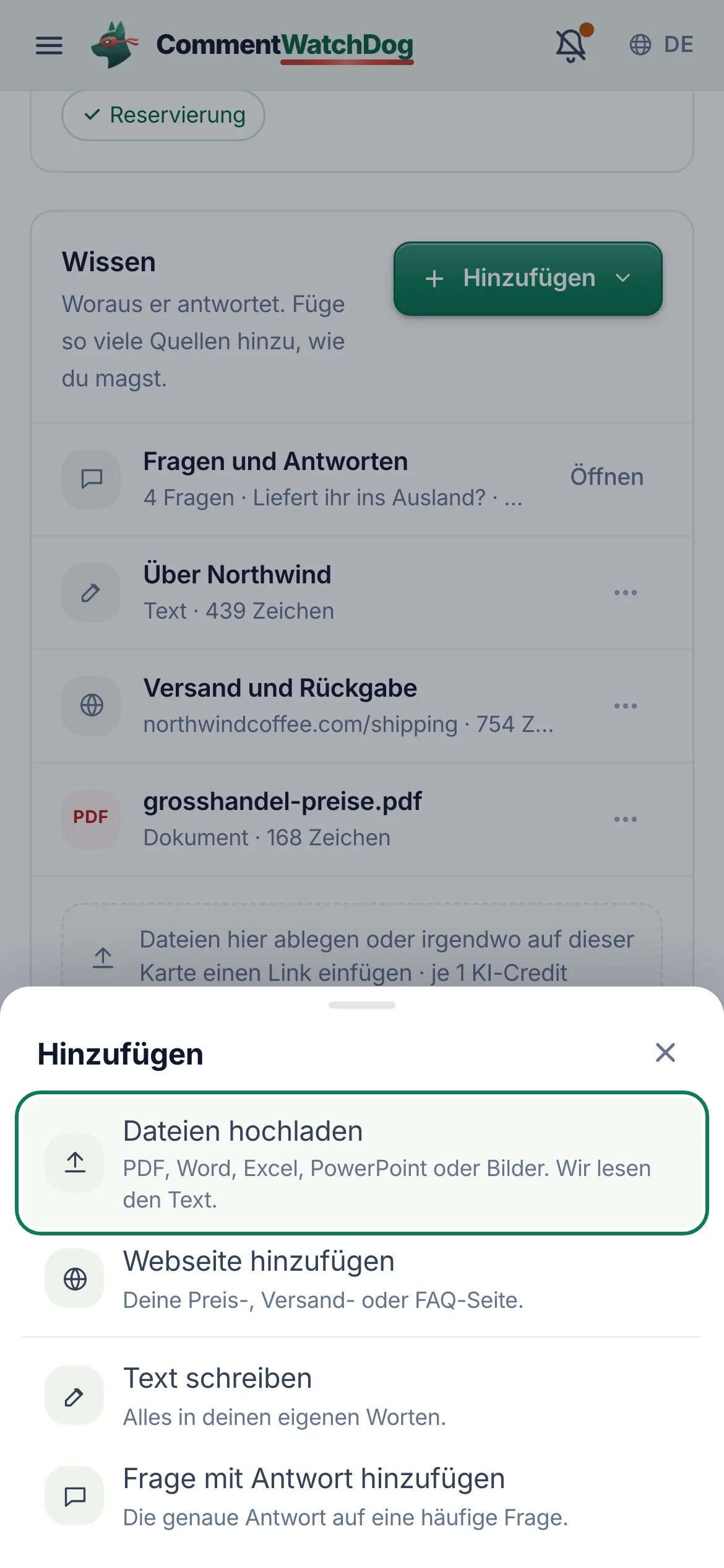 Dasselbe auf dem Handy.