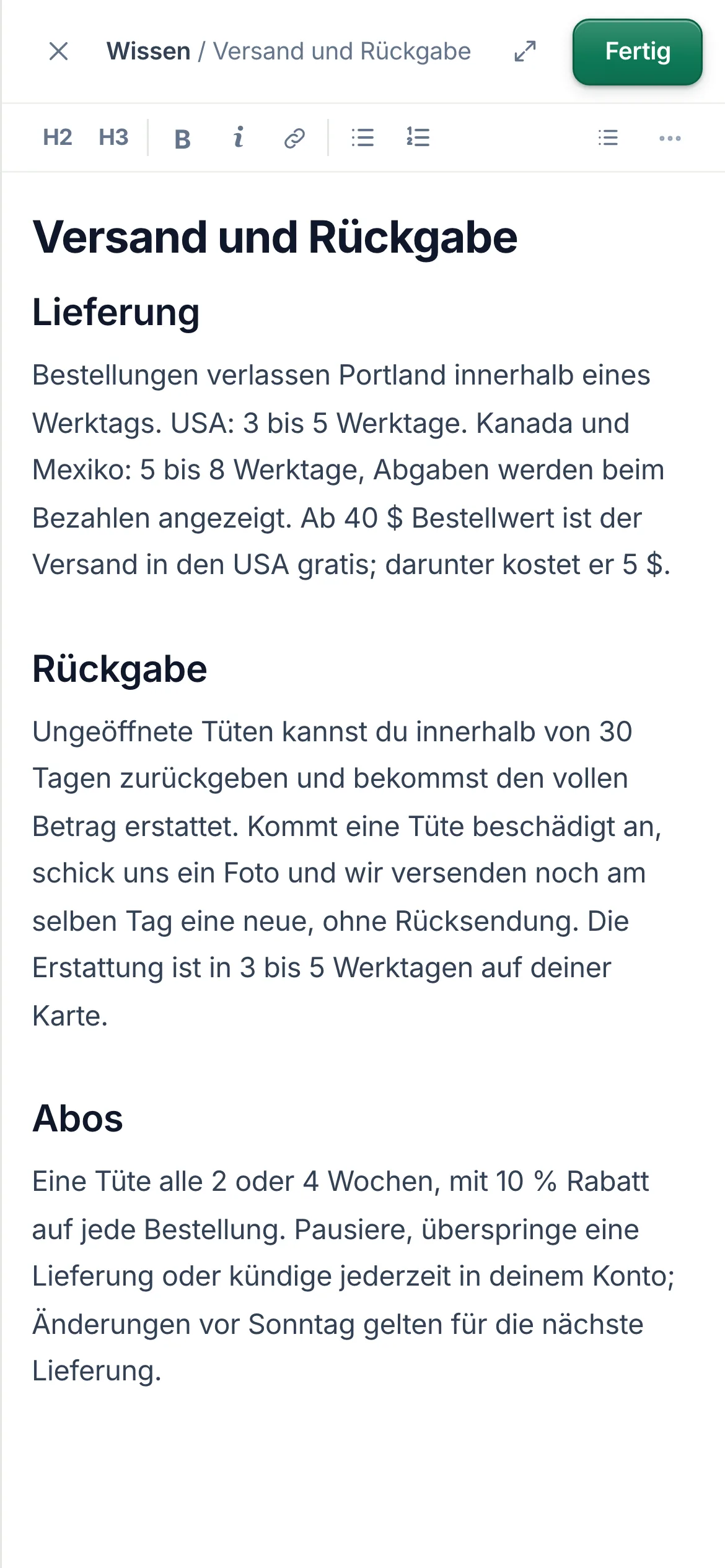 Dasselbe auf dem Handy.