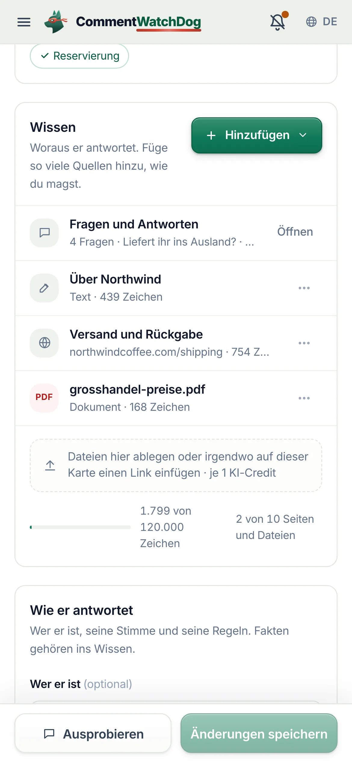 Dasselbe auf dem Handy.