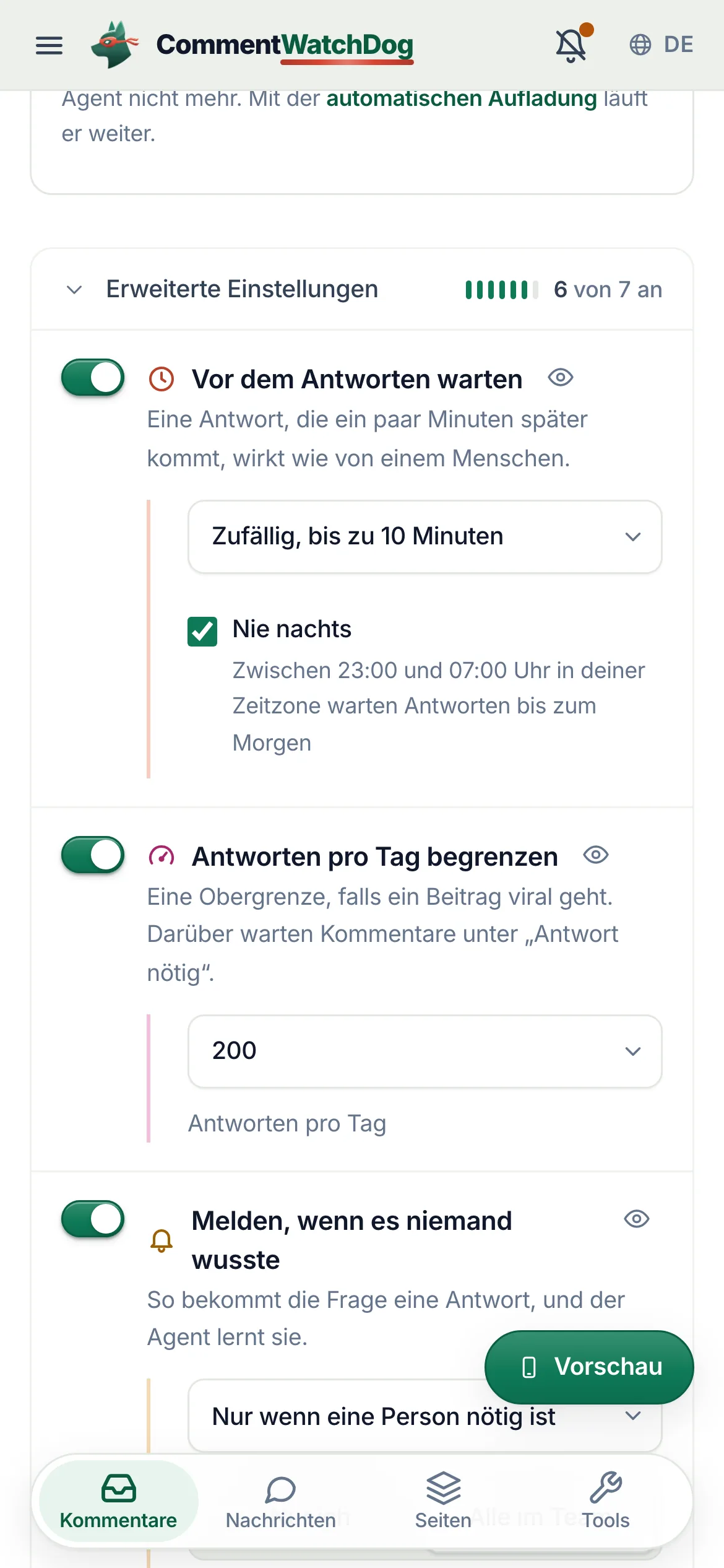 Dasselbe auf dem Handy.