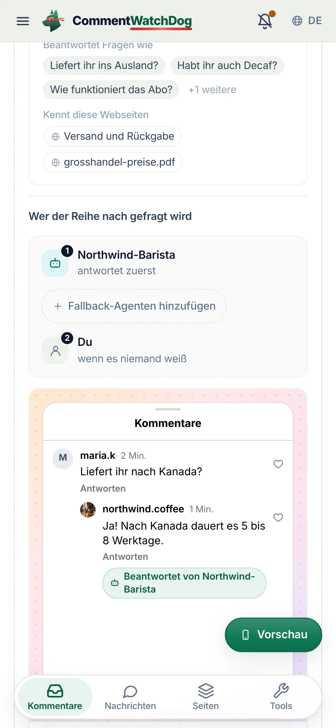 Dasselbe auf dem Handy.