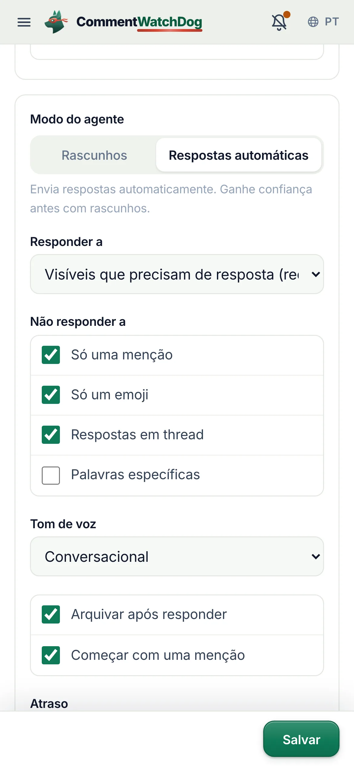 O mesmo em um celular.