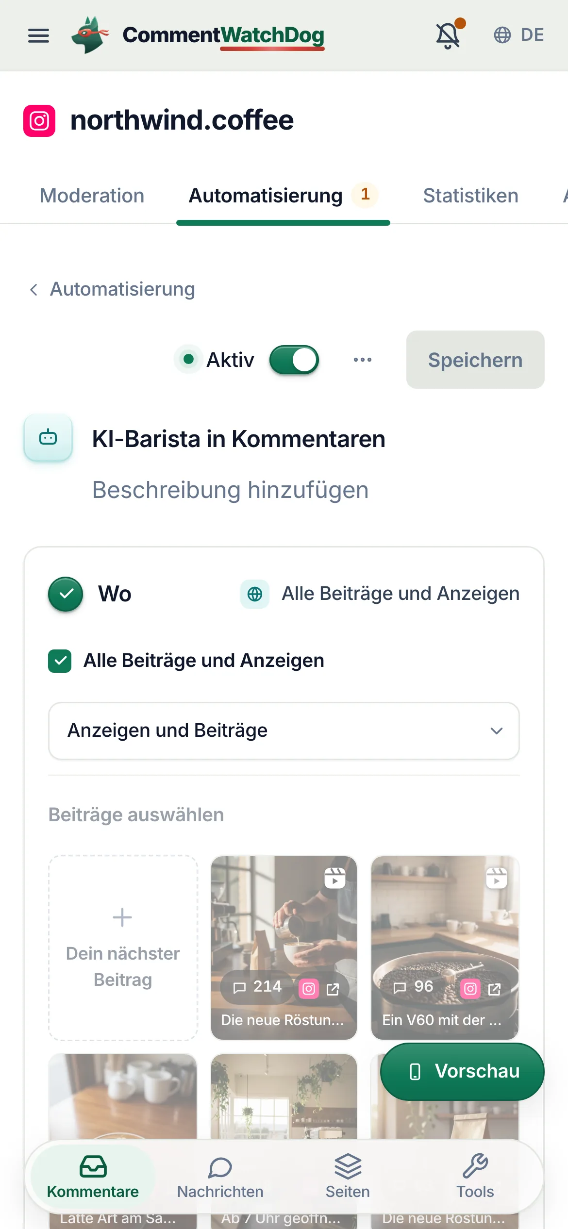 Dasselbe auf dem Handy.