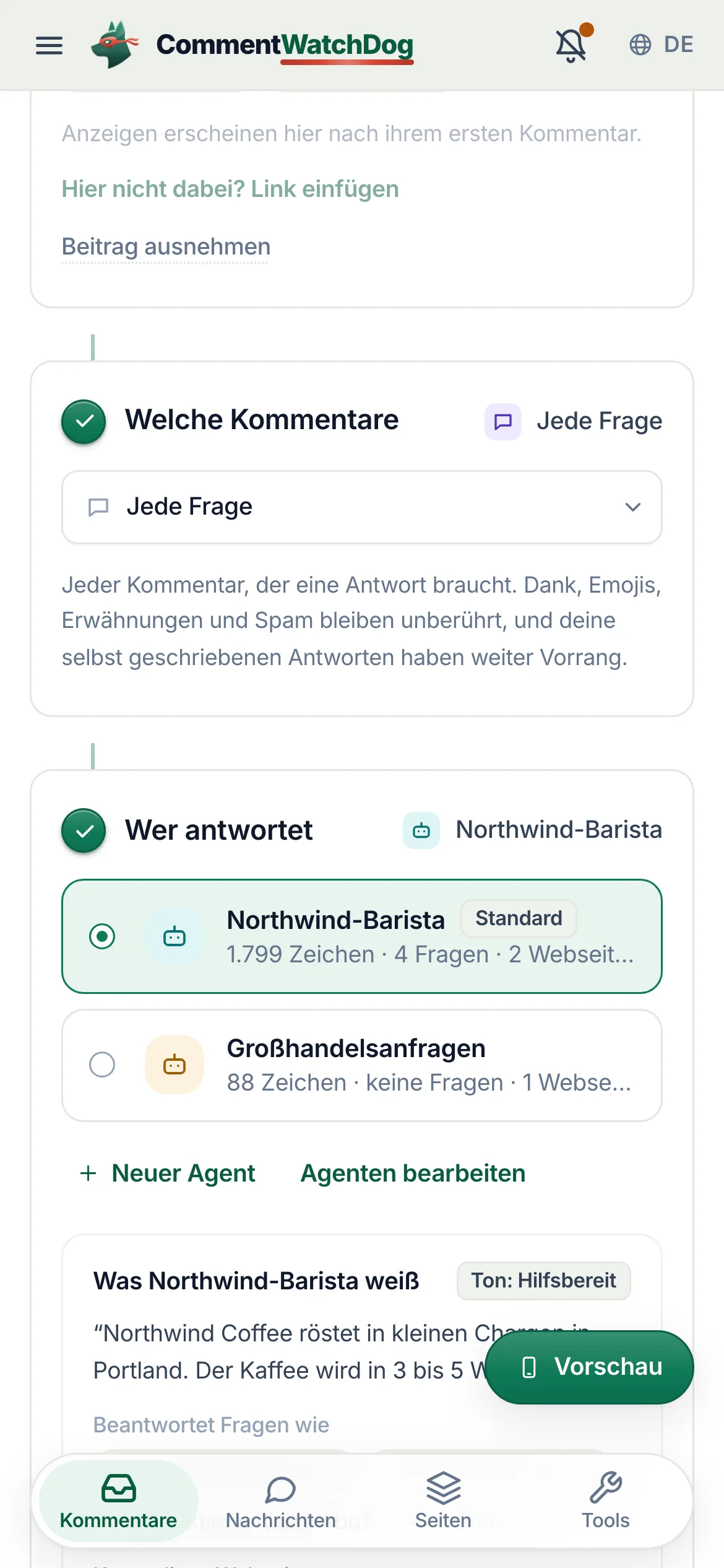 Dasselbe auf dem Handy.