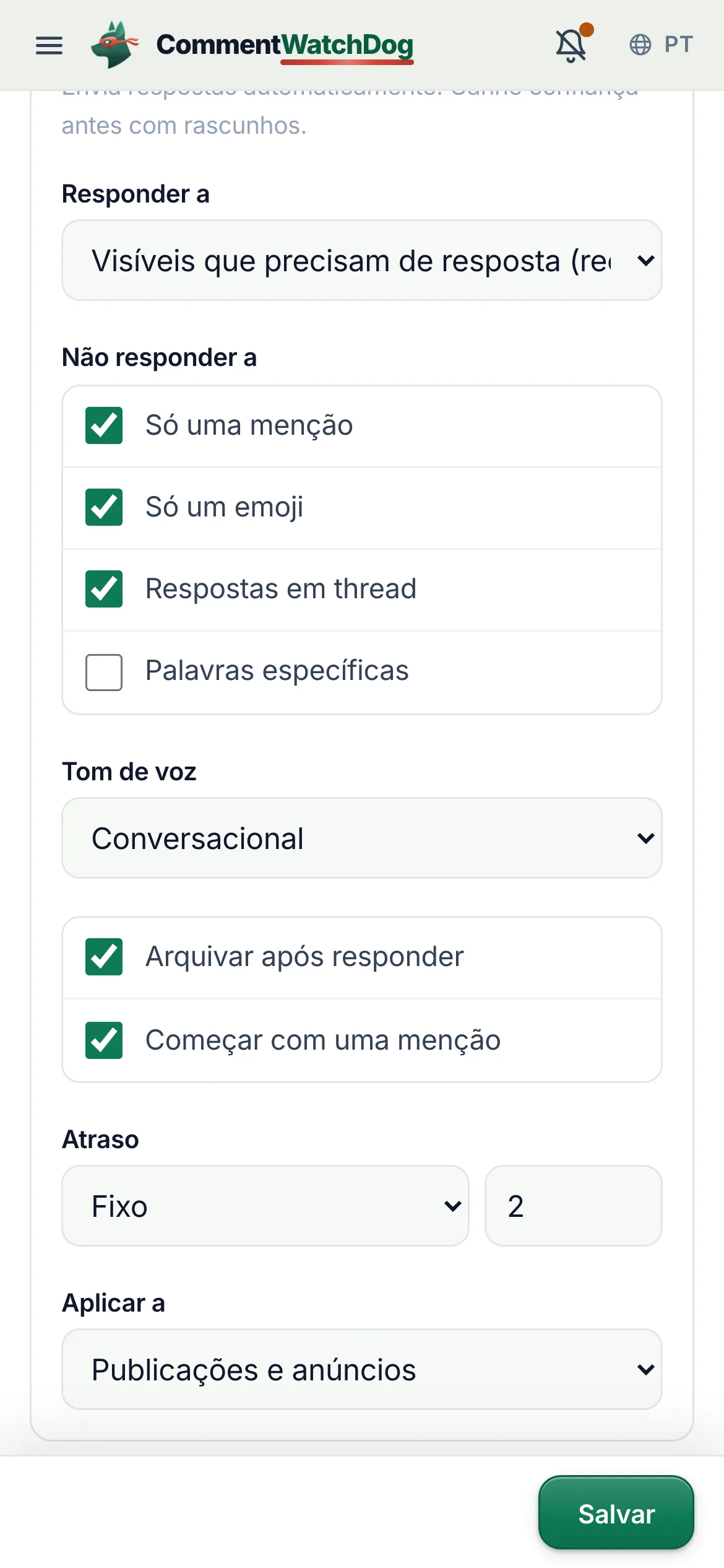 O mesmo em um celular.