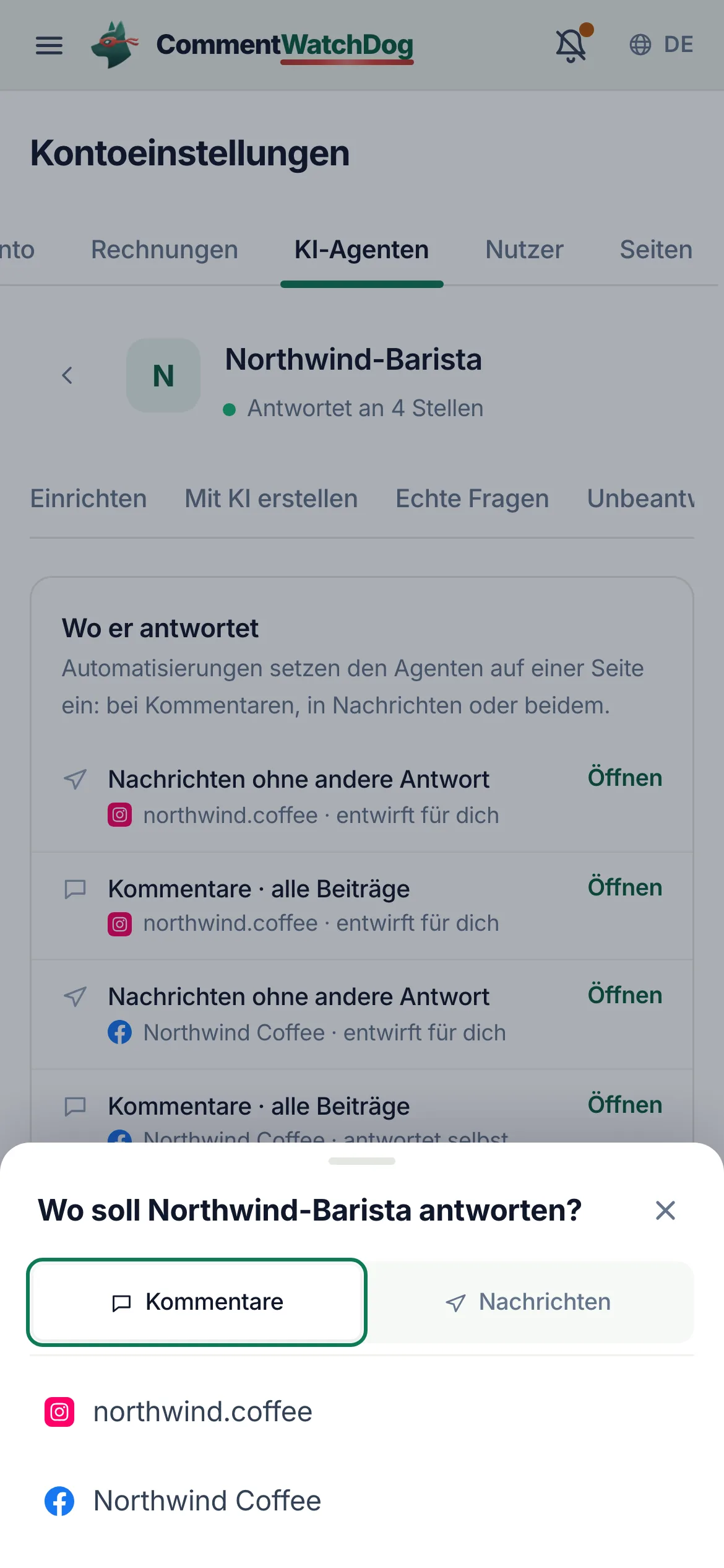 Dasselbe auf dem Handy.