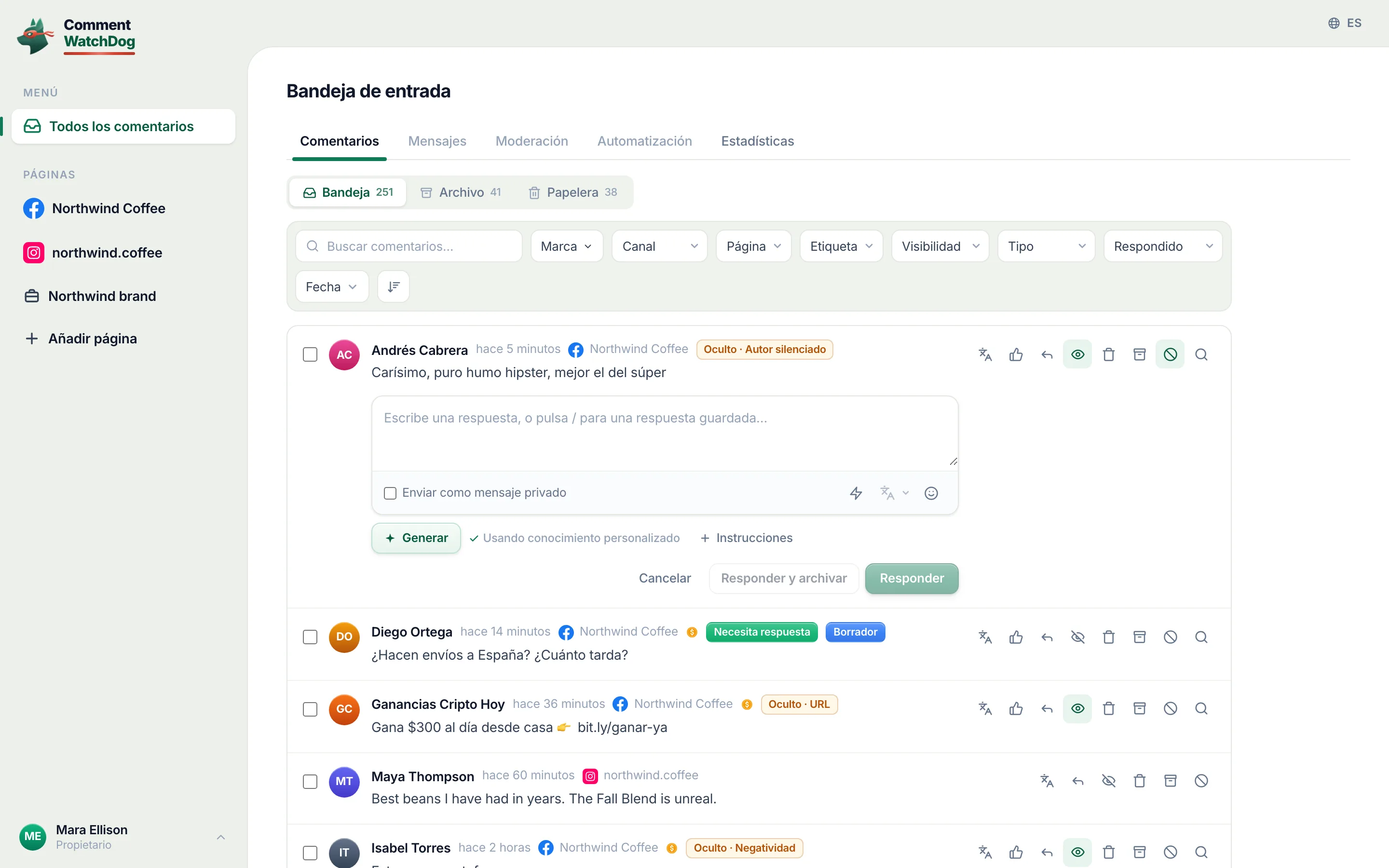 El editor abierto en una pregunta con el borrador de la IA ya en el cuadro.