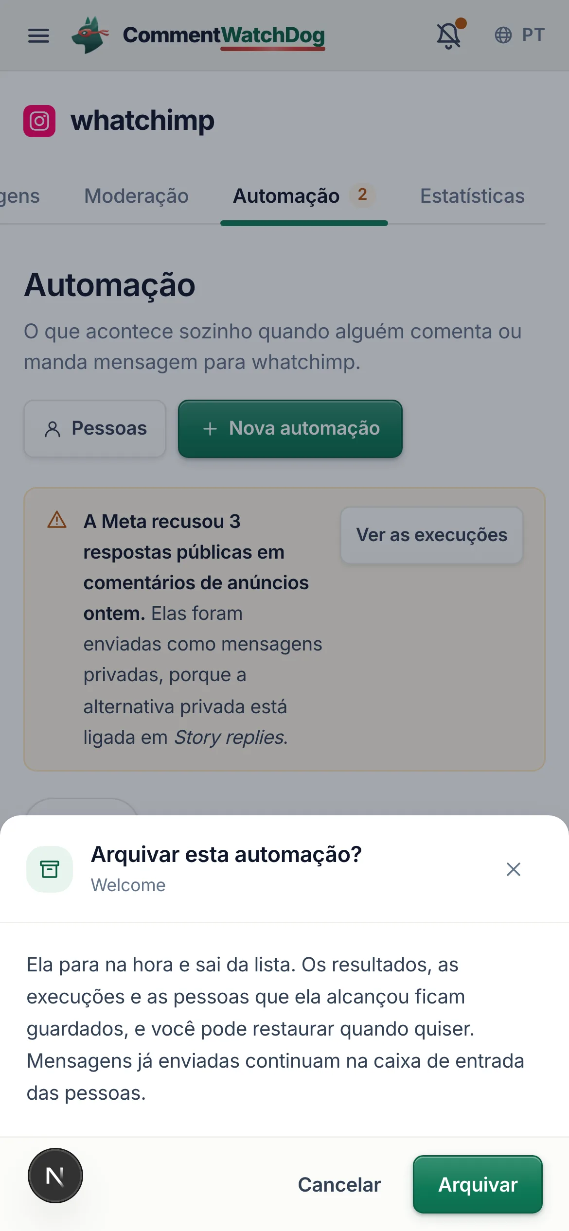 O mesmo em um celular.