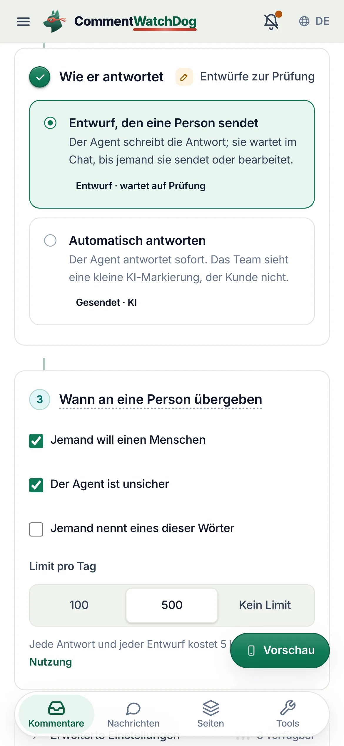 Die beiden Wege auf dem Handy.