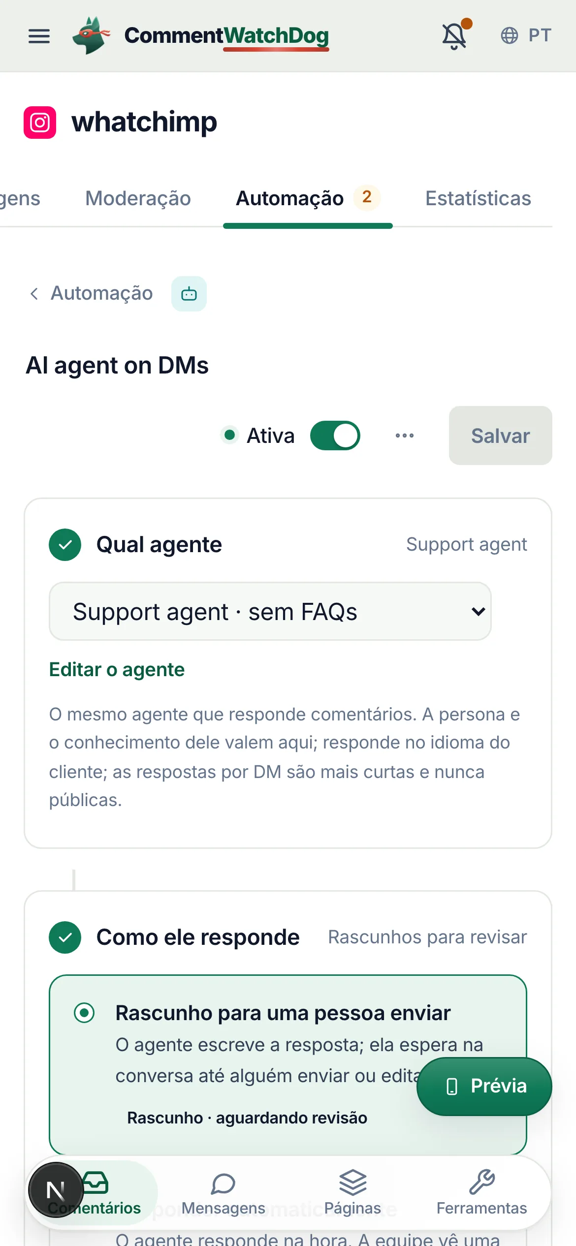 O mesmo em um celular.