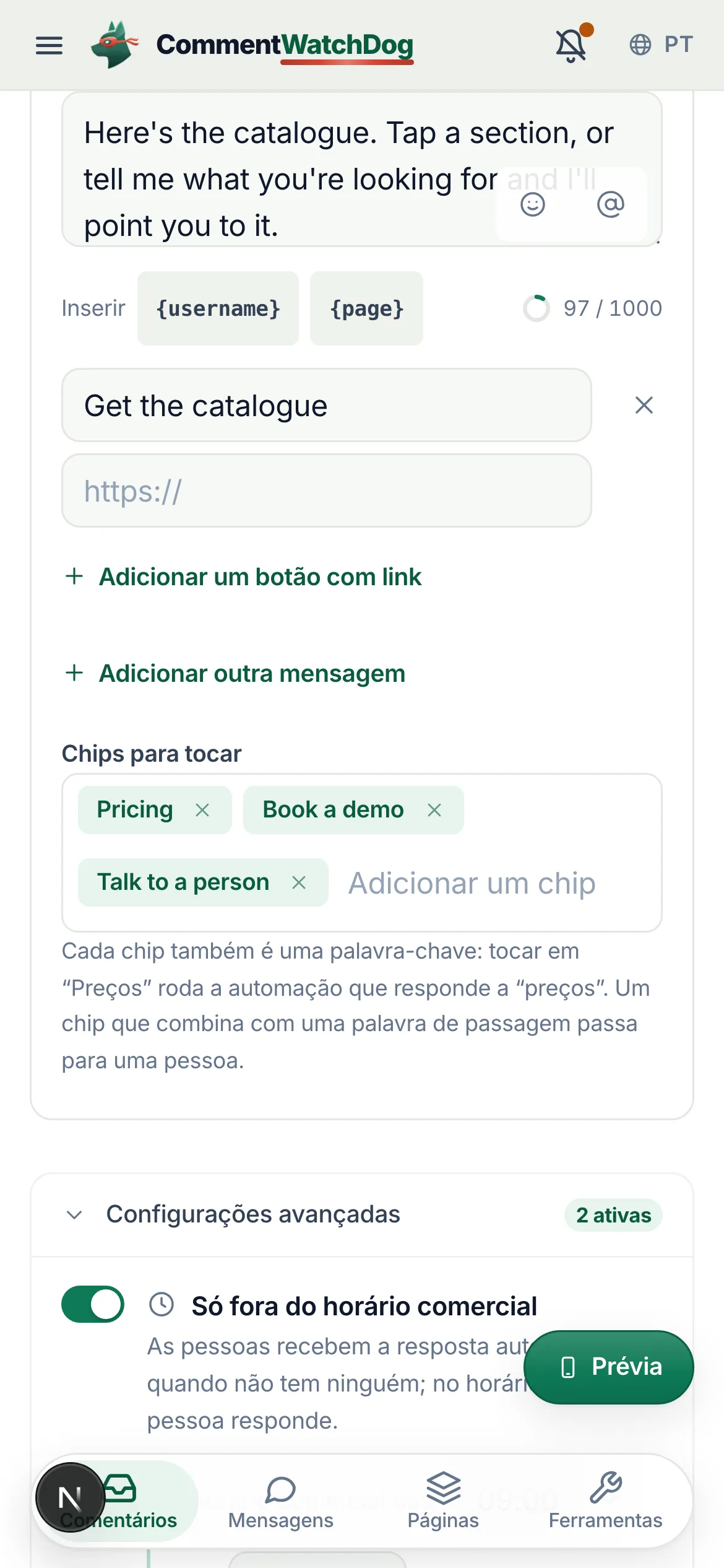 O mesmo em um celular.