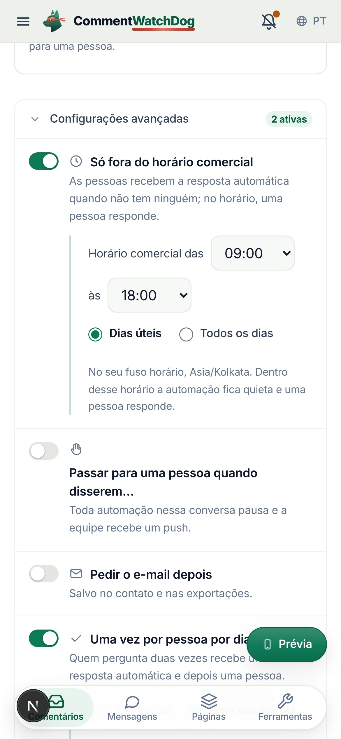 O mesmo em um celular.