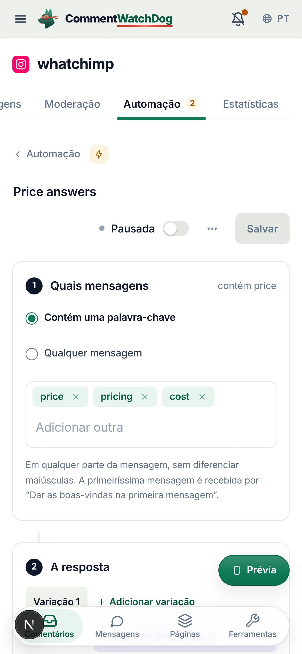 O mesmo em um celular.