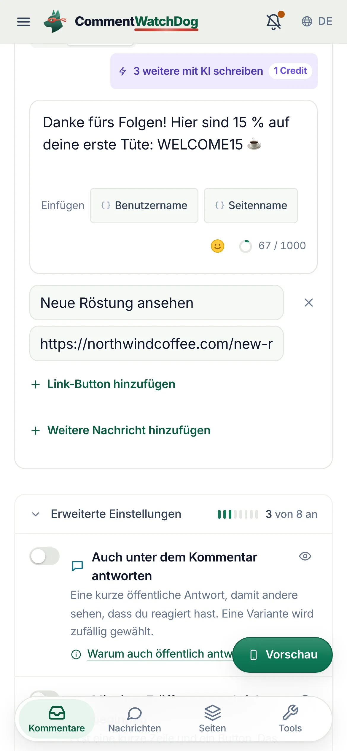 Die Nachricht auf dem Handy.
