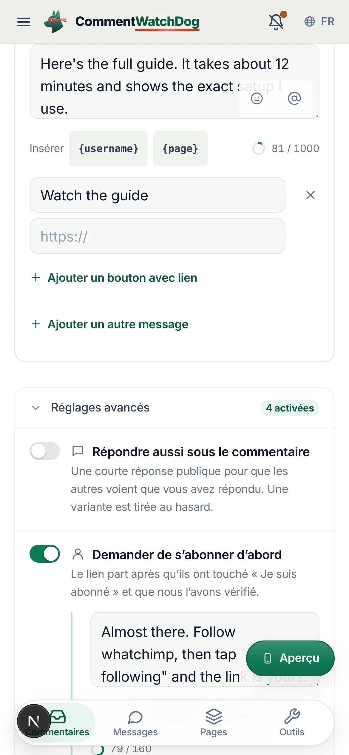 La même chose sur un téléphone.
