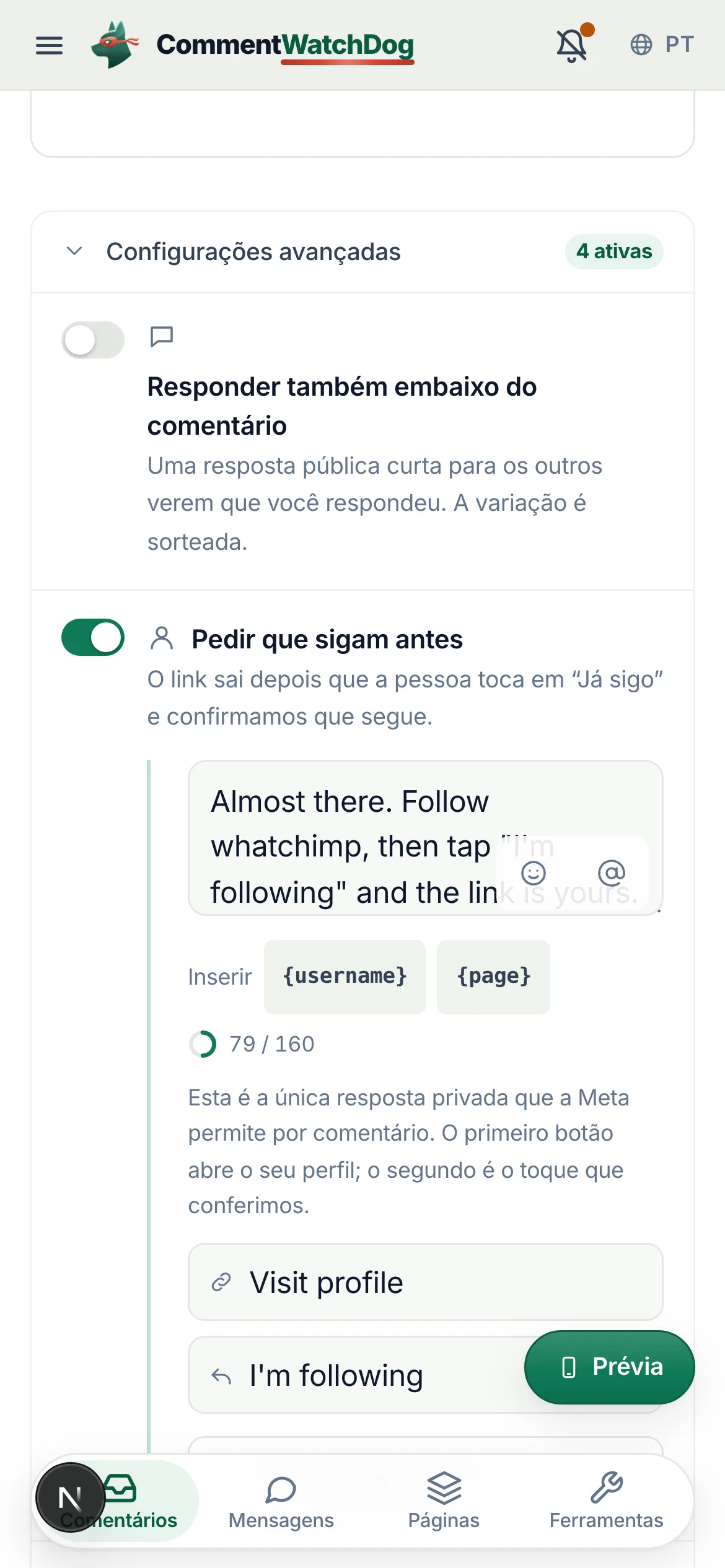 O mesmo em um celular.