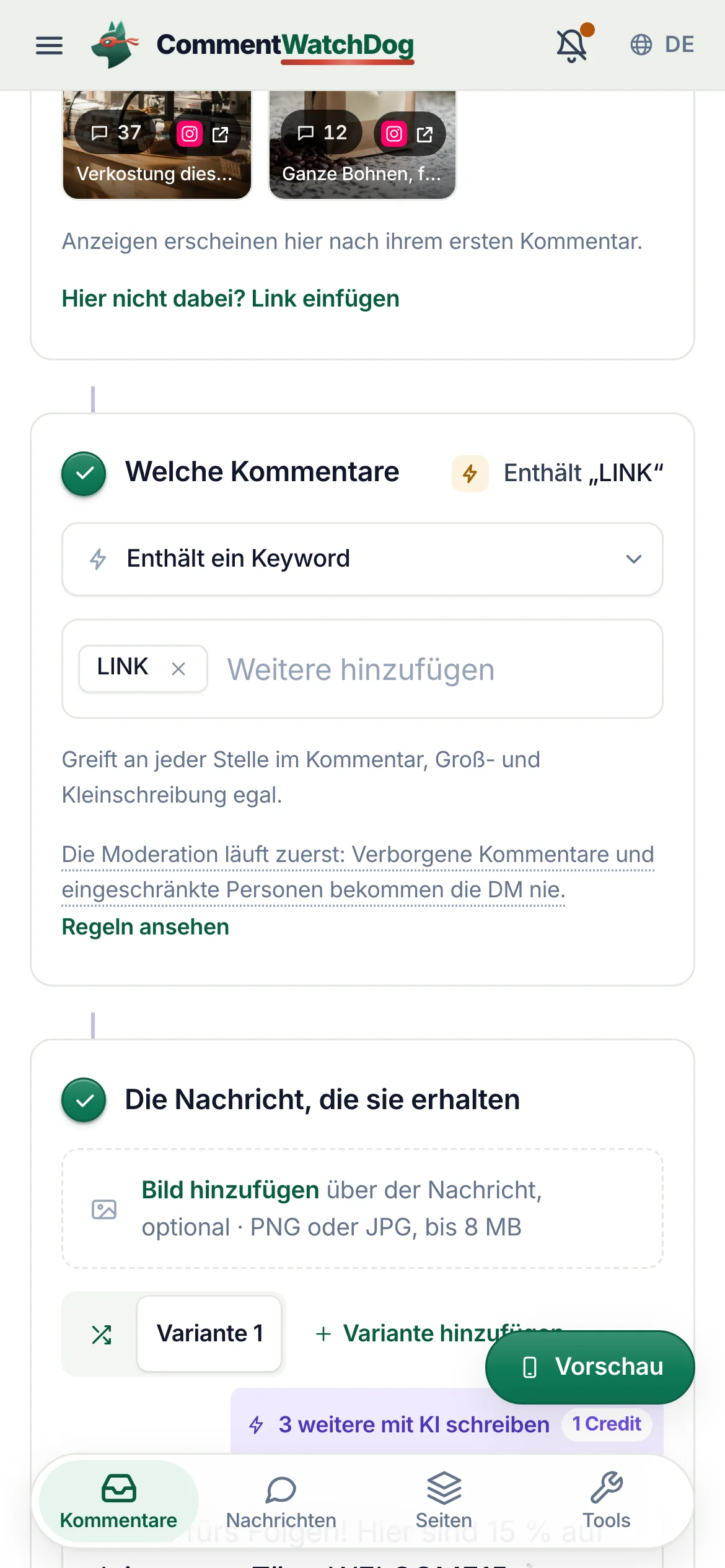 Das Keyword auf dem Handy.
