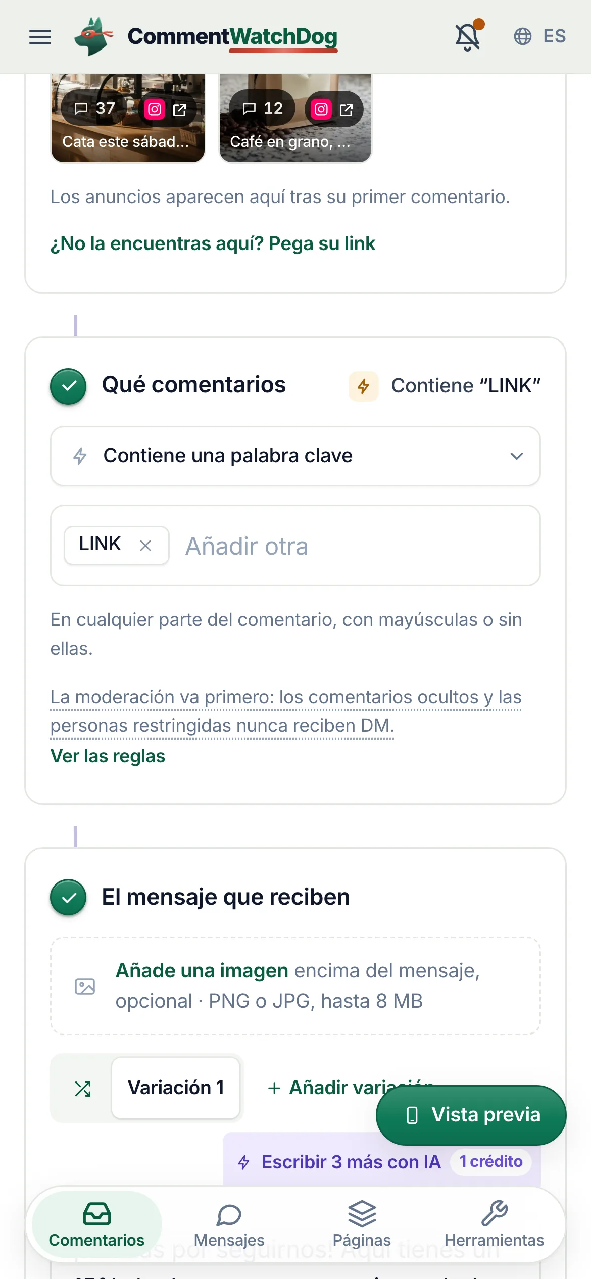 La palabra clave en un teléfono.