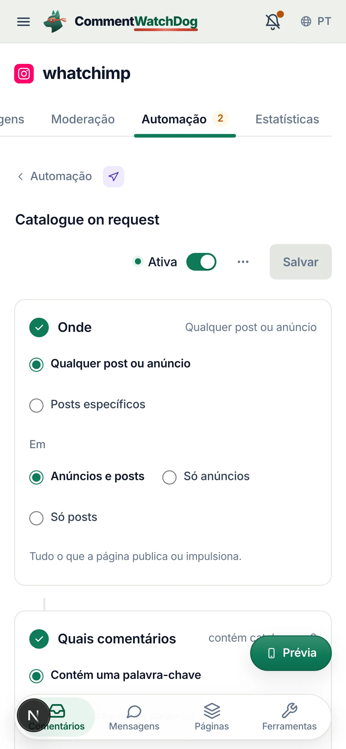 O mesmo em um celular.