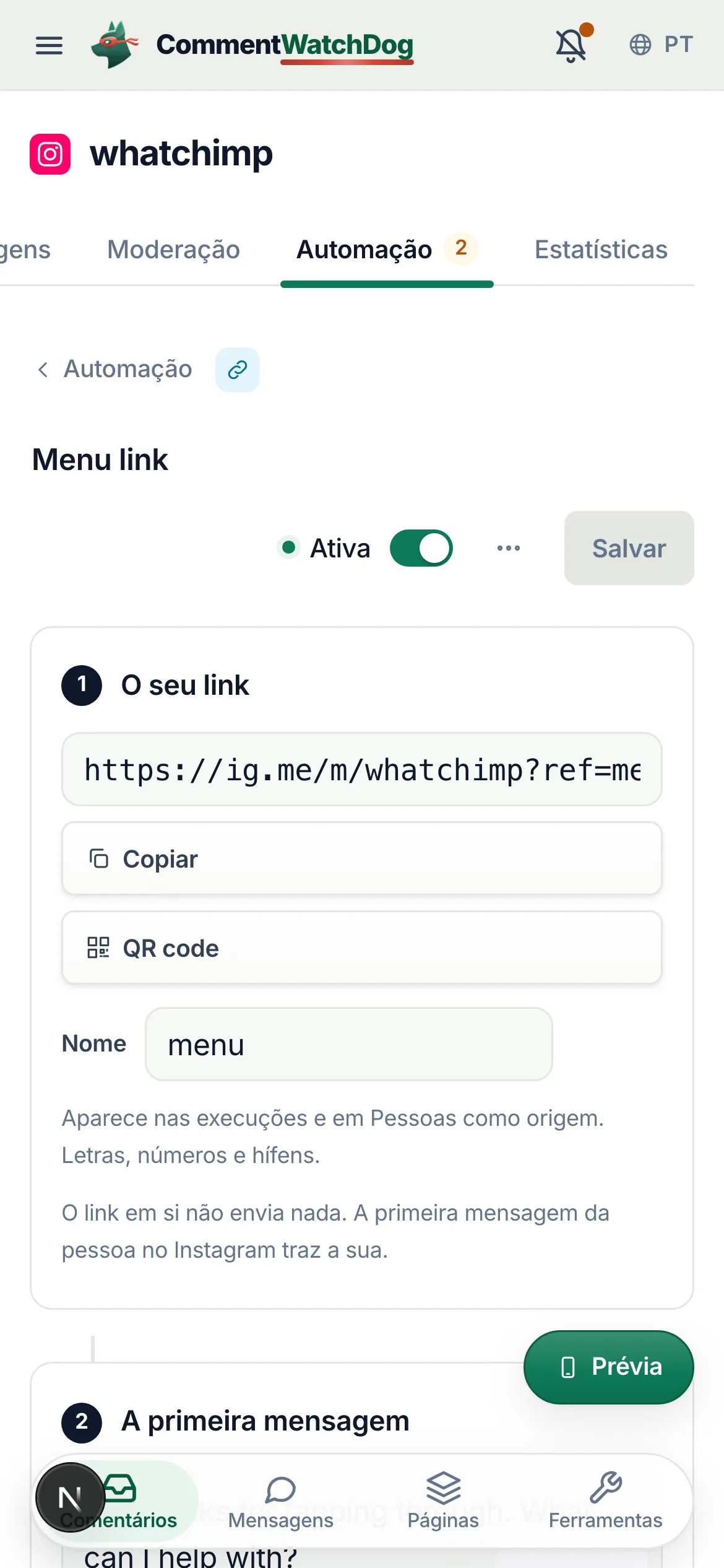 O mesmo em um celular.
