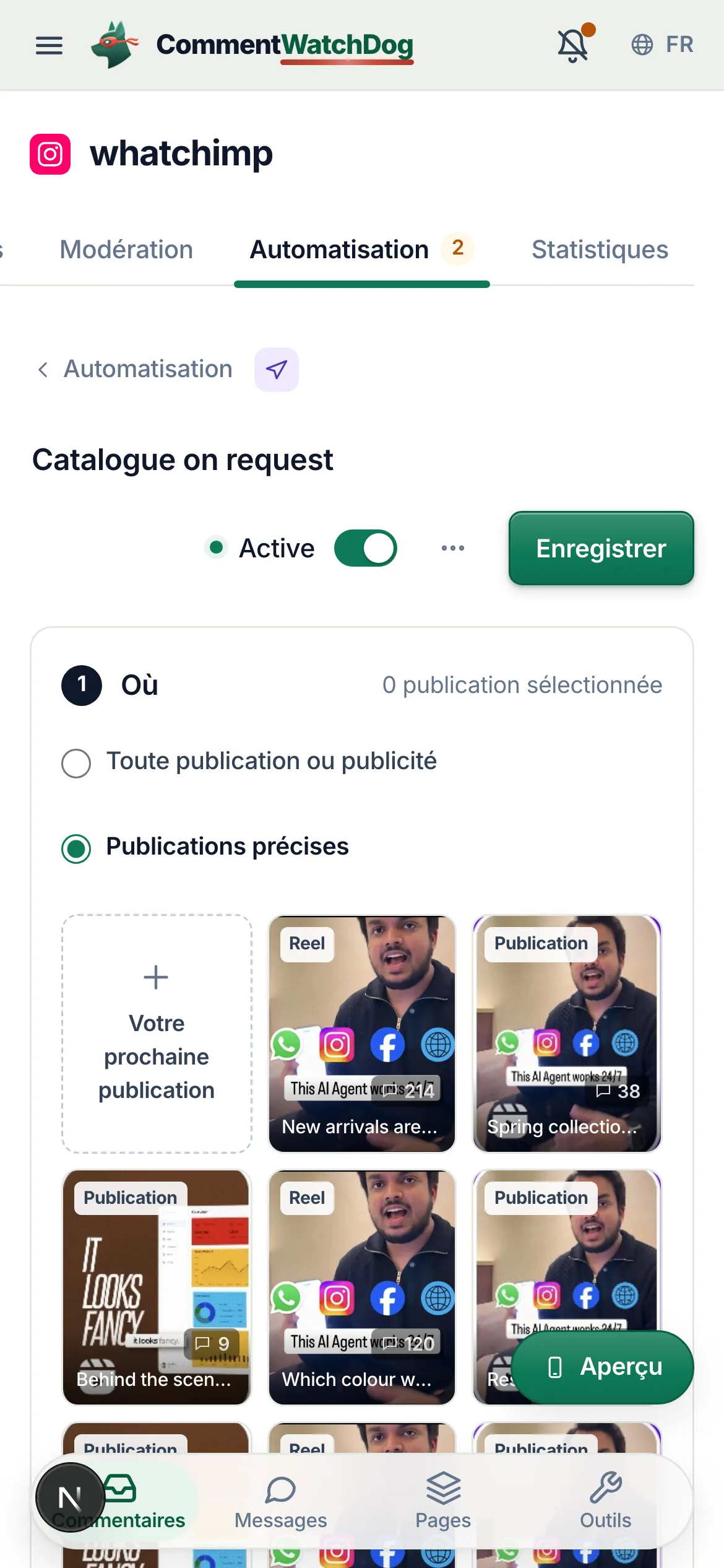 La grille sur un téléphone.