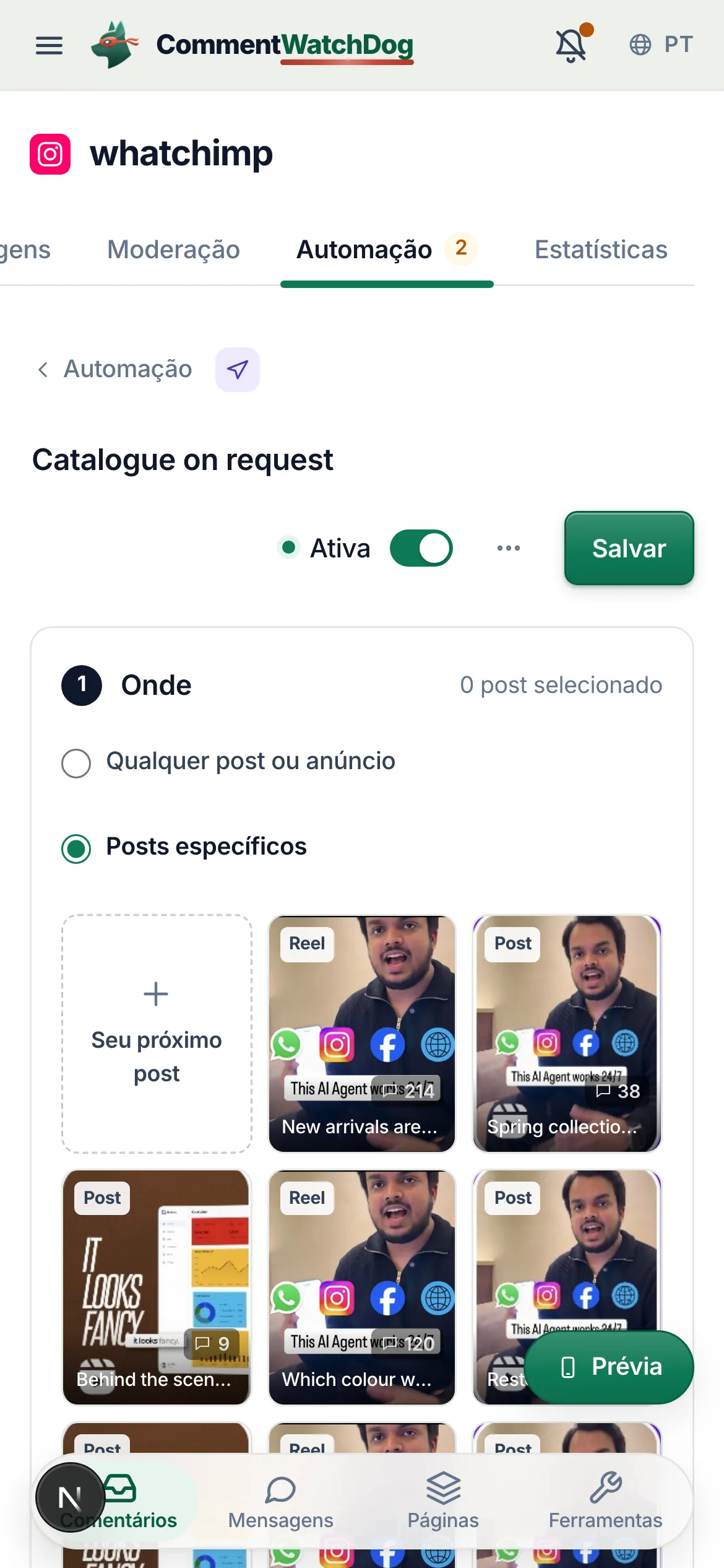 A grade em um celular.