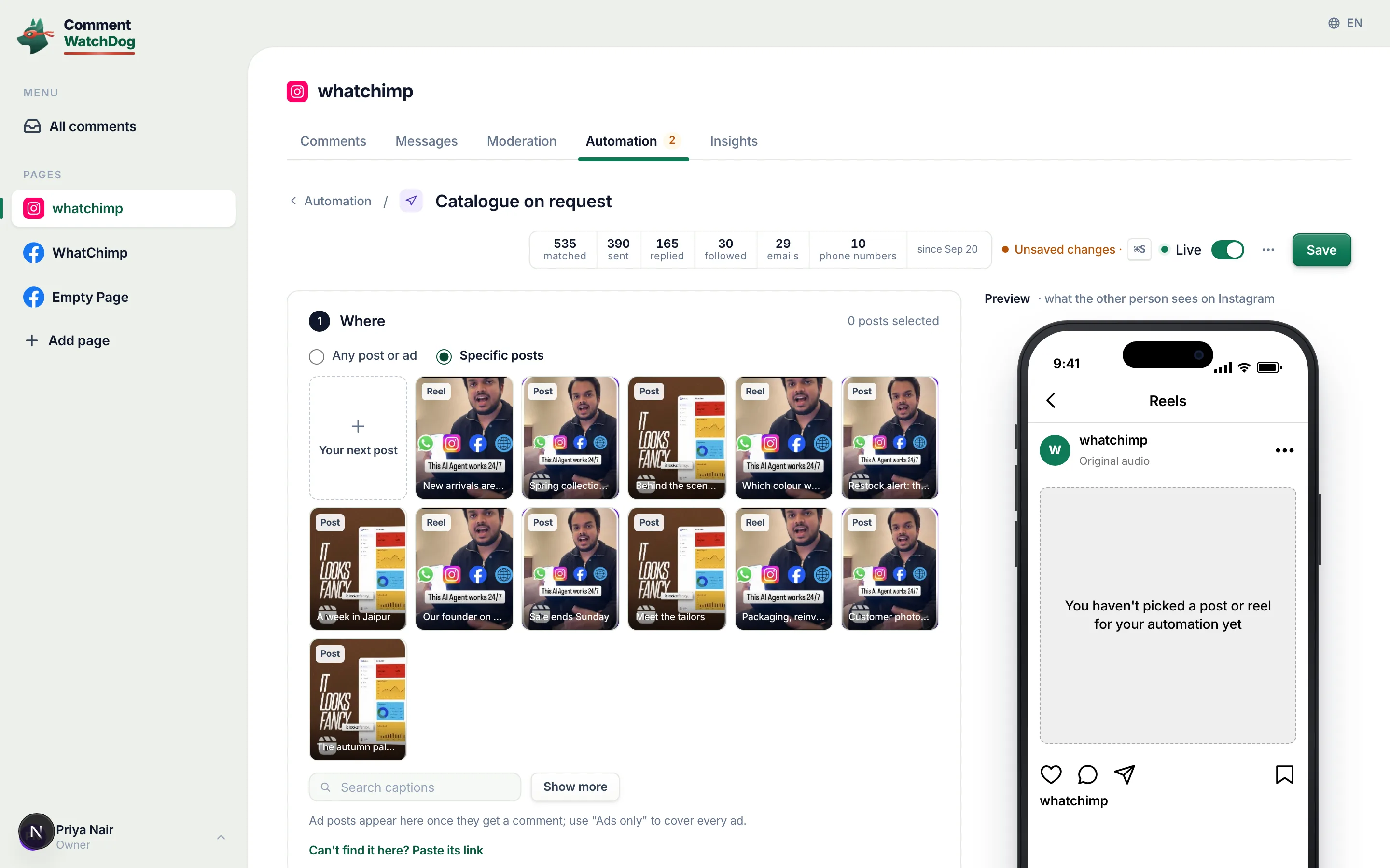 Specific posts: the grid, and the link finder under it.