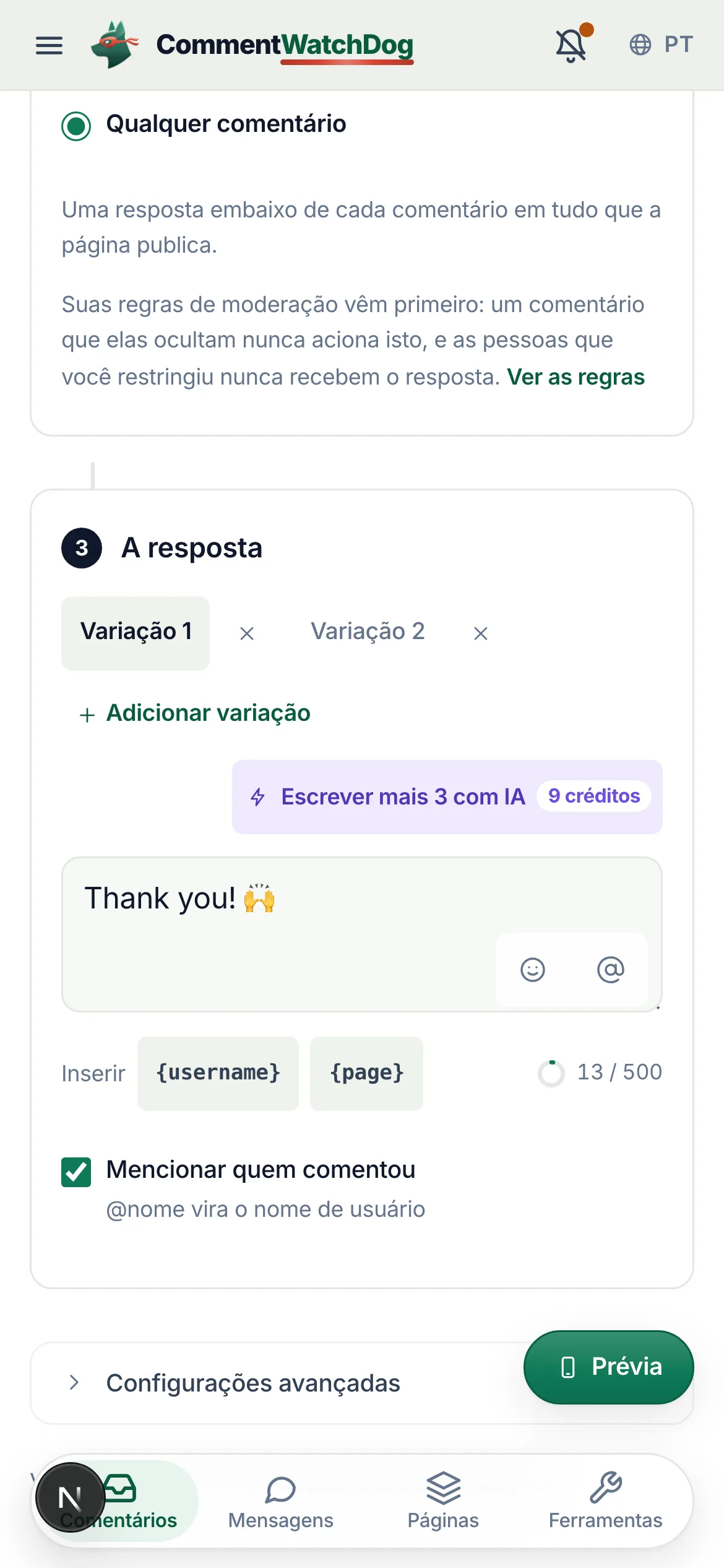 O mesmo em um celular.