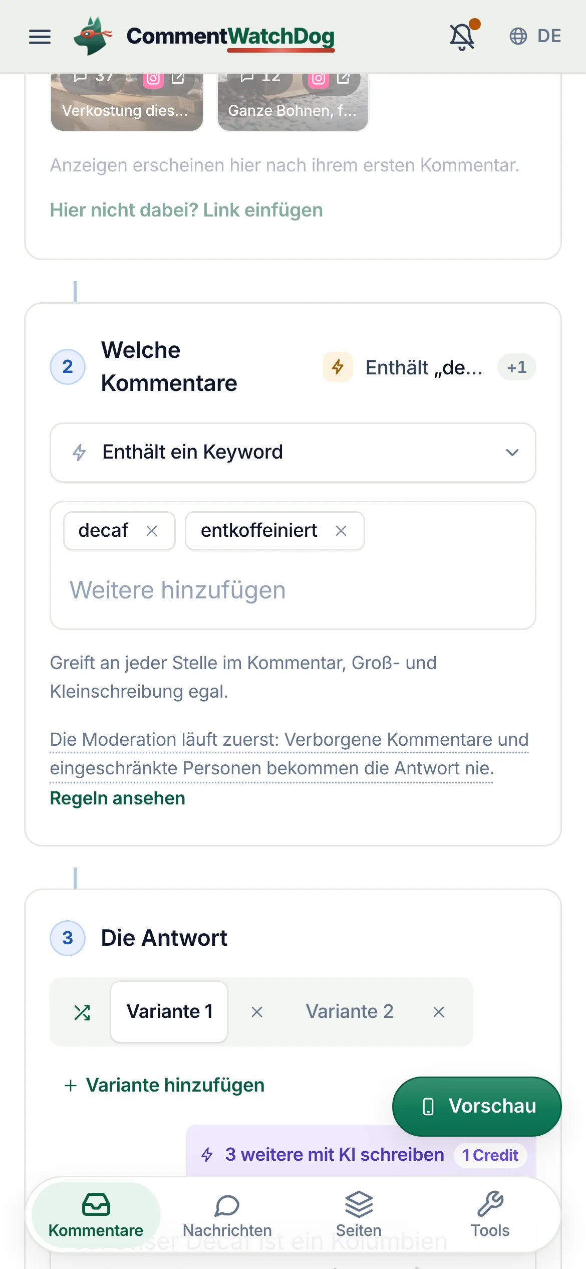 Das Keyword auf dem Handy.