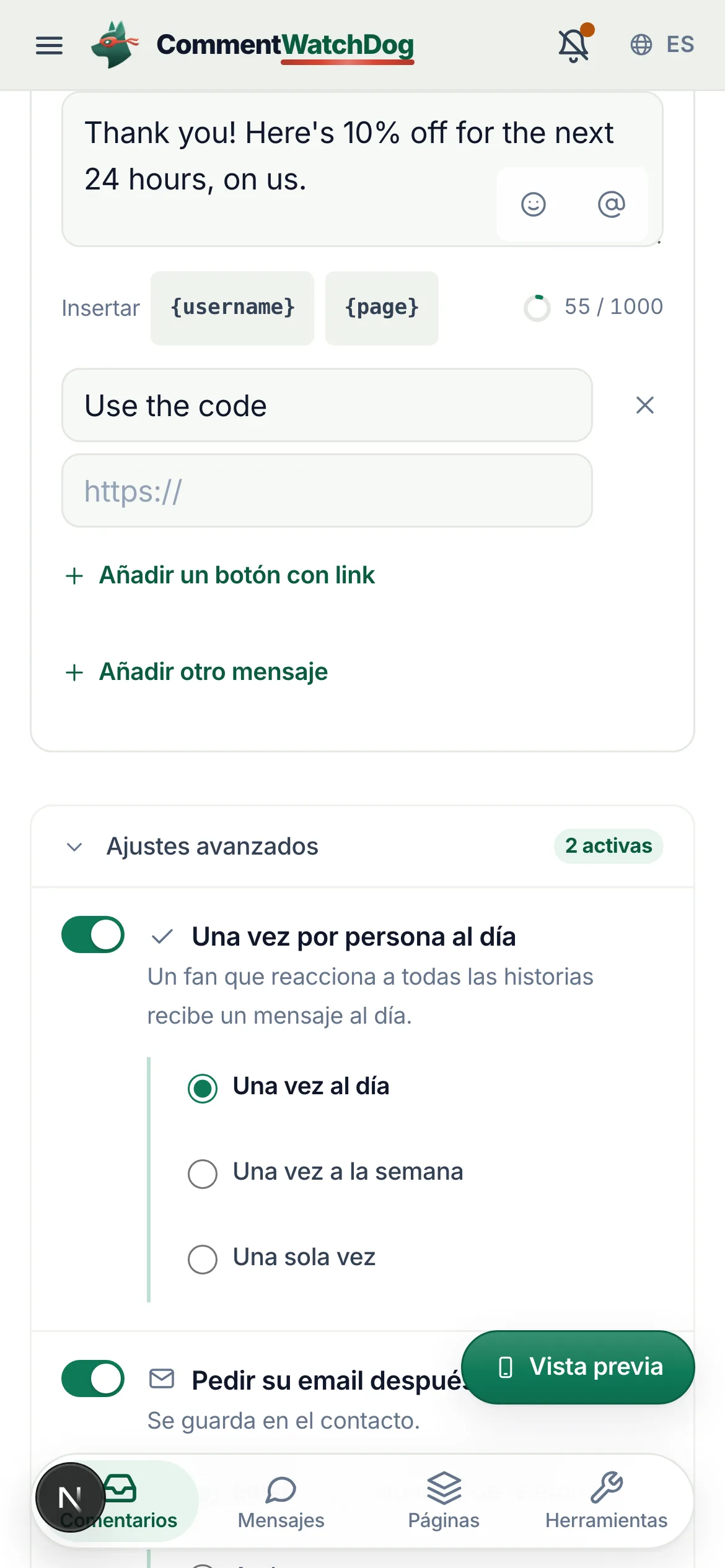 Lo mismo en un teléfono.