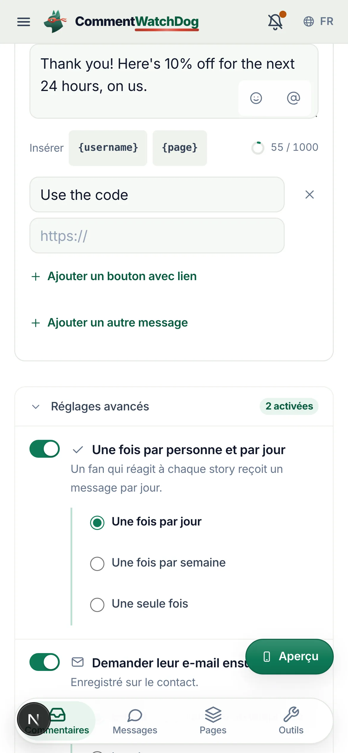 La même chose sur un téléphone.