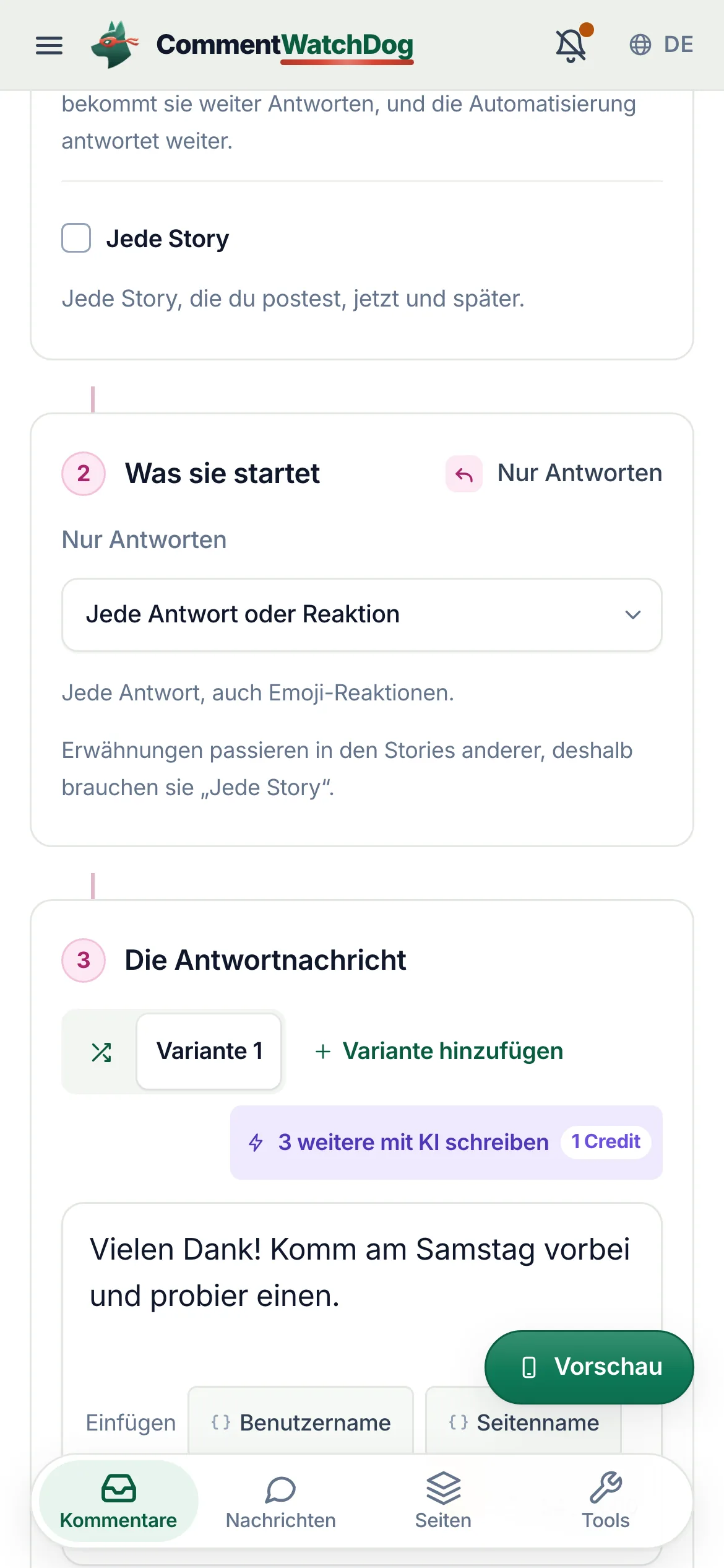 „Was sie startet“ auf dem Handy.
