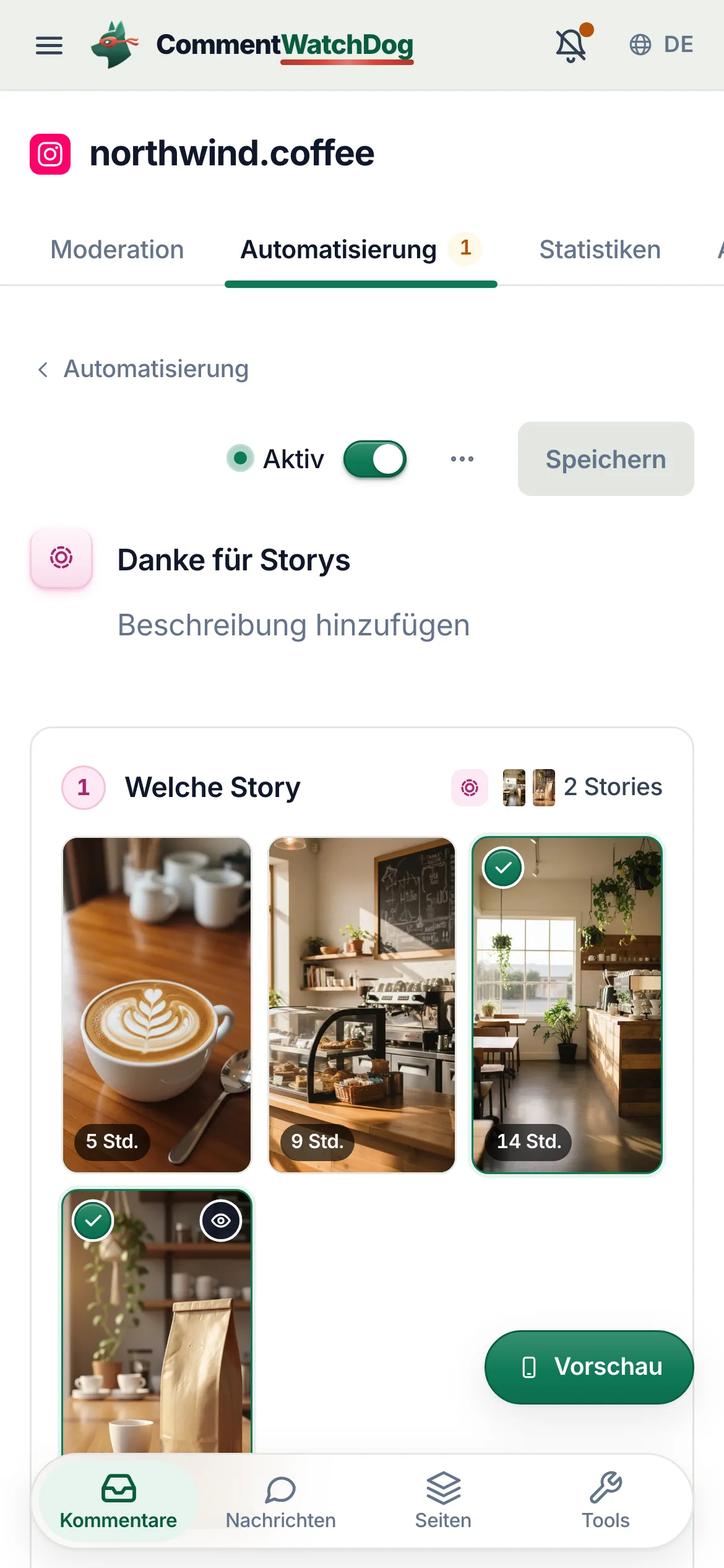 „Welche Story“ auf dem Handy.