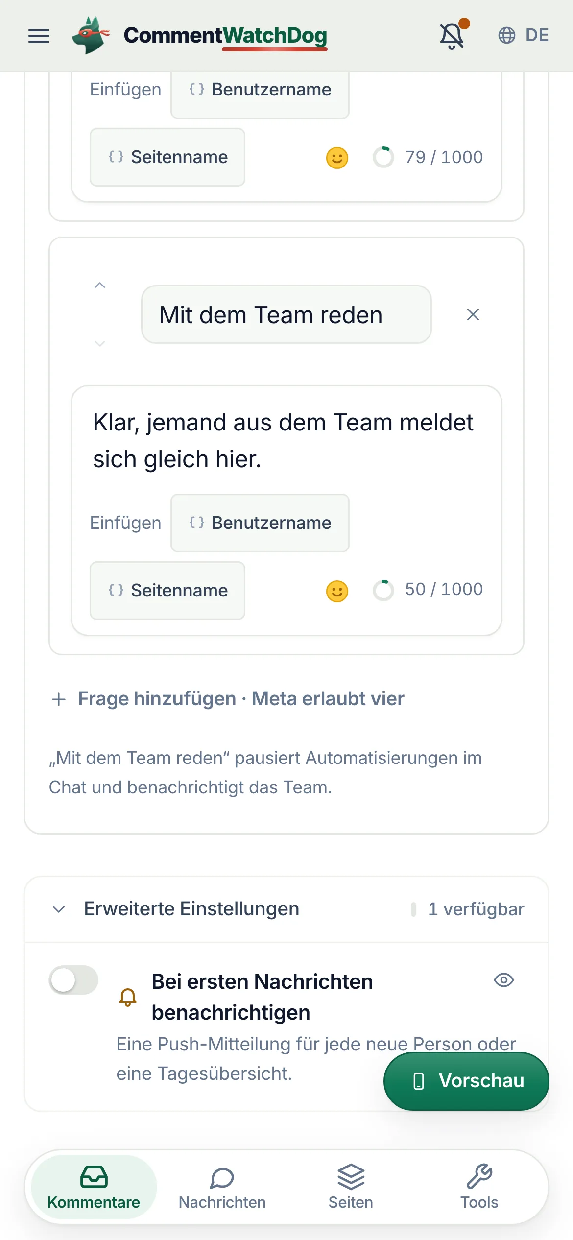 Dasselbe auf dem Handy.