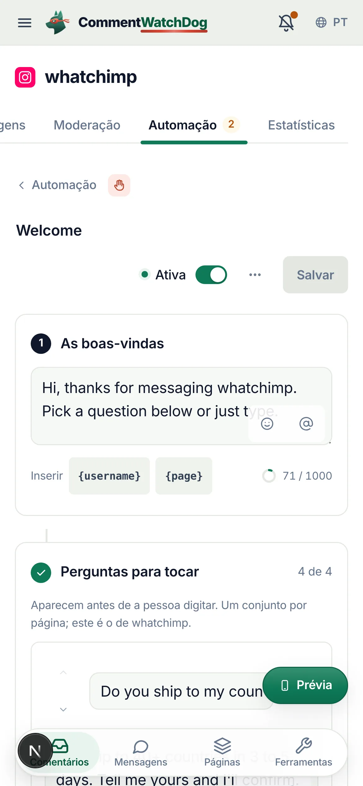 O mesmo em um celular.