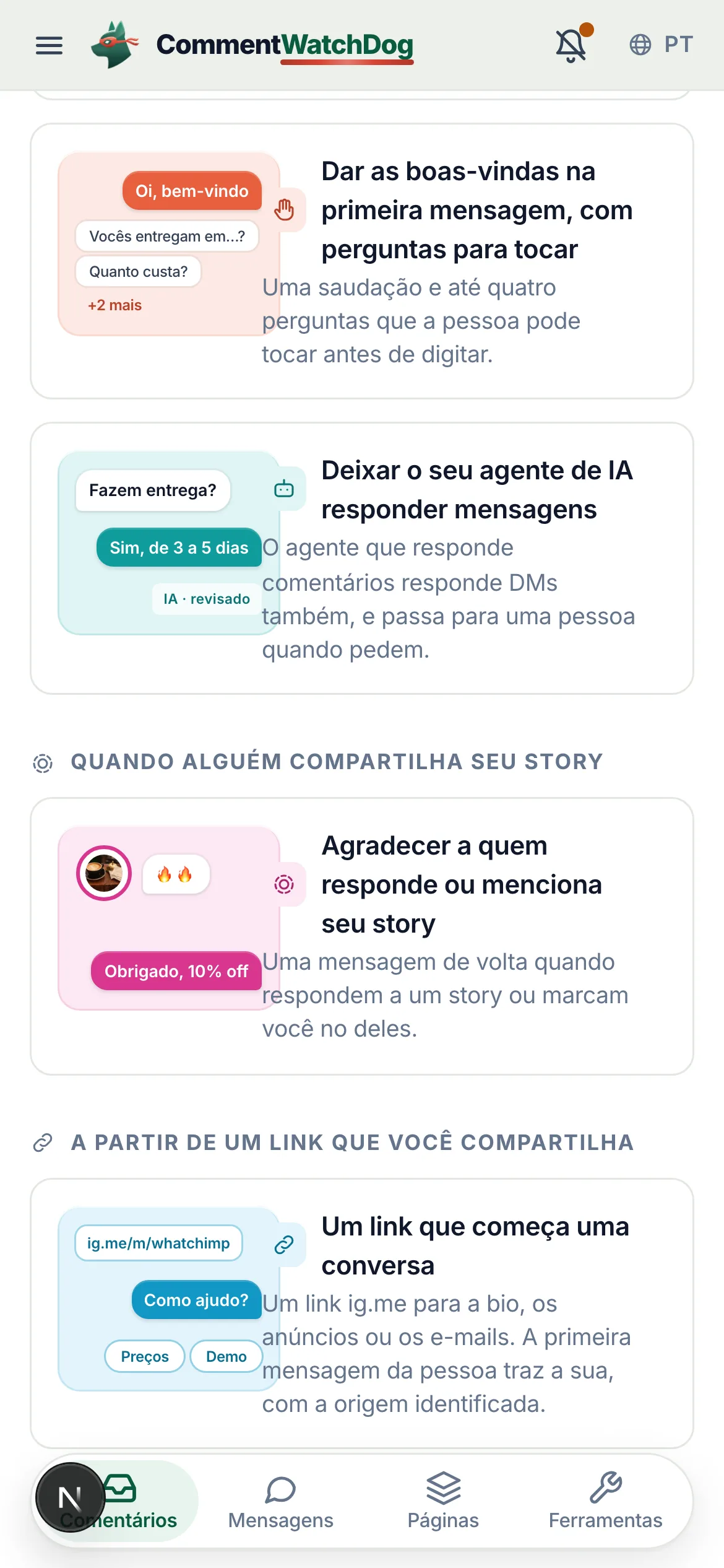 O mesmo em um celular.