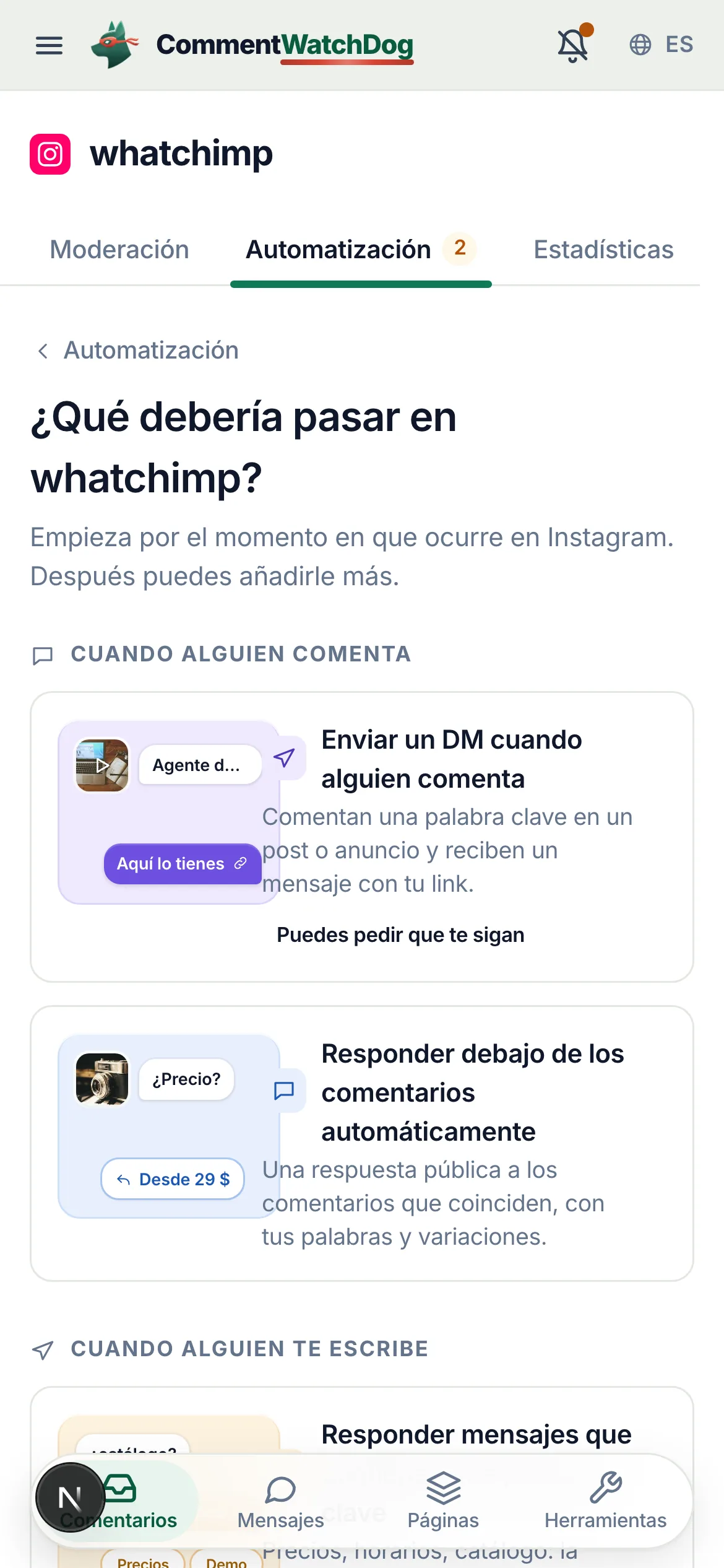 La galería en un teléfono.