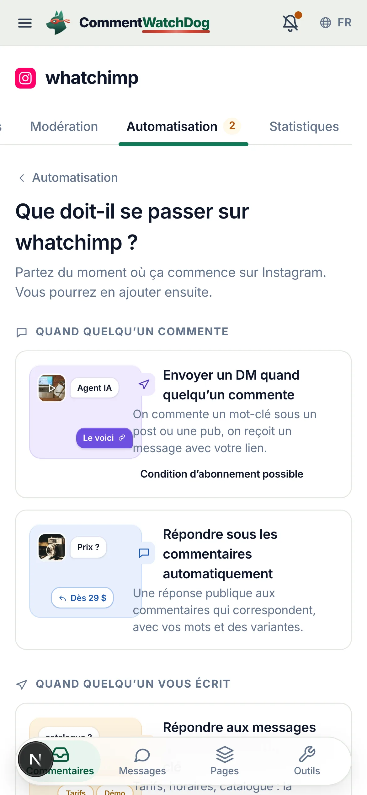 La galerie sur un téléphone.