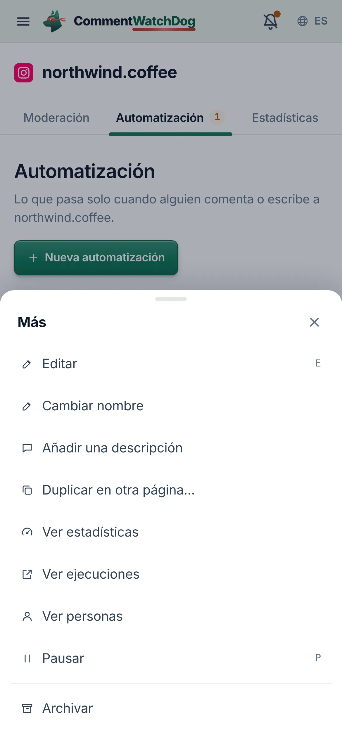 Ver ejecuciones en un teléfono.