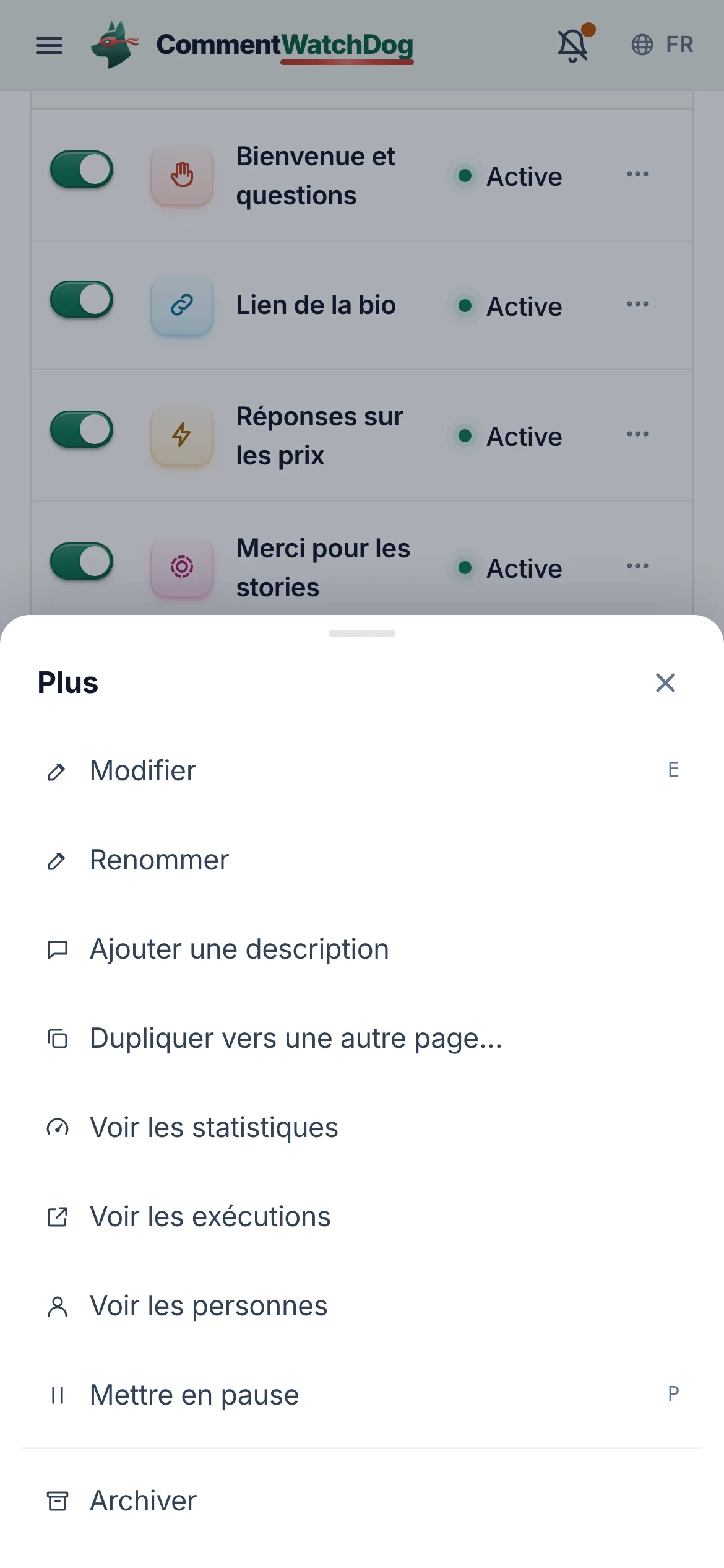 Voir les exécutions sur un téléphone.