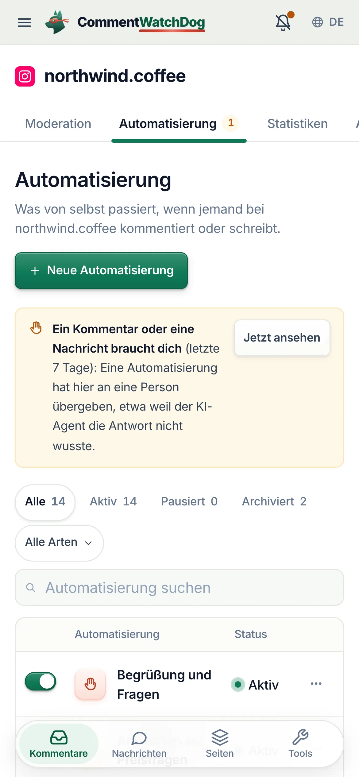 „Neue Automatisierung“, auf dem Handy unter dem Titel.