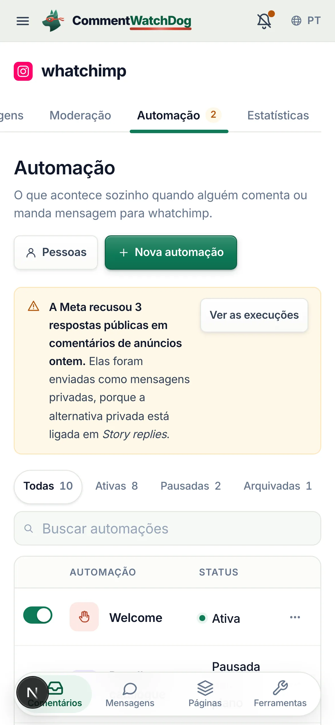 O mesmo em um celular.