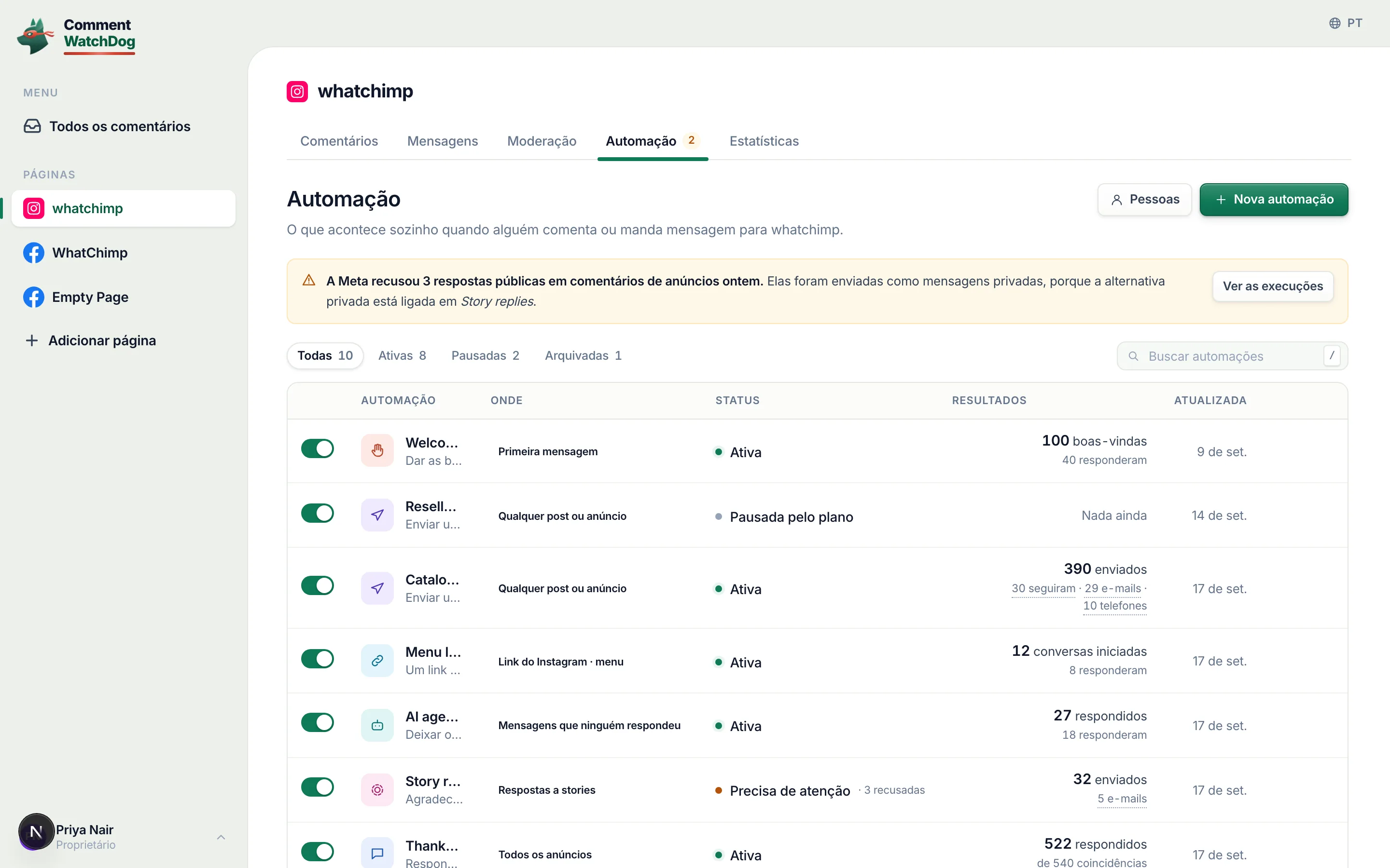 As linhas arquivadas mantêm seus resultados e suas pessoas.