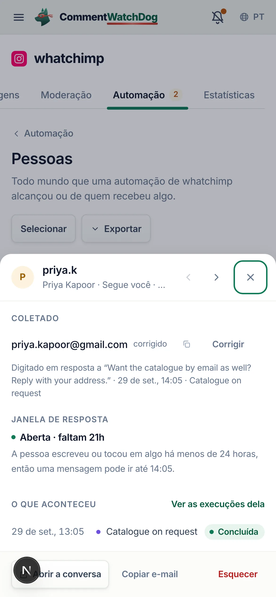 O mesmo em um celular.