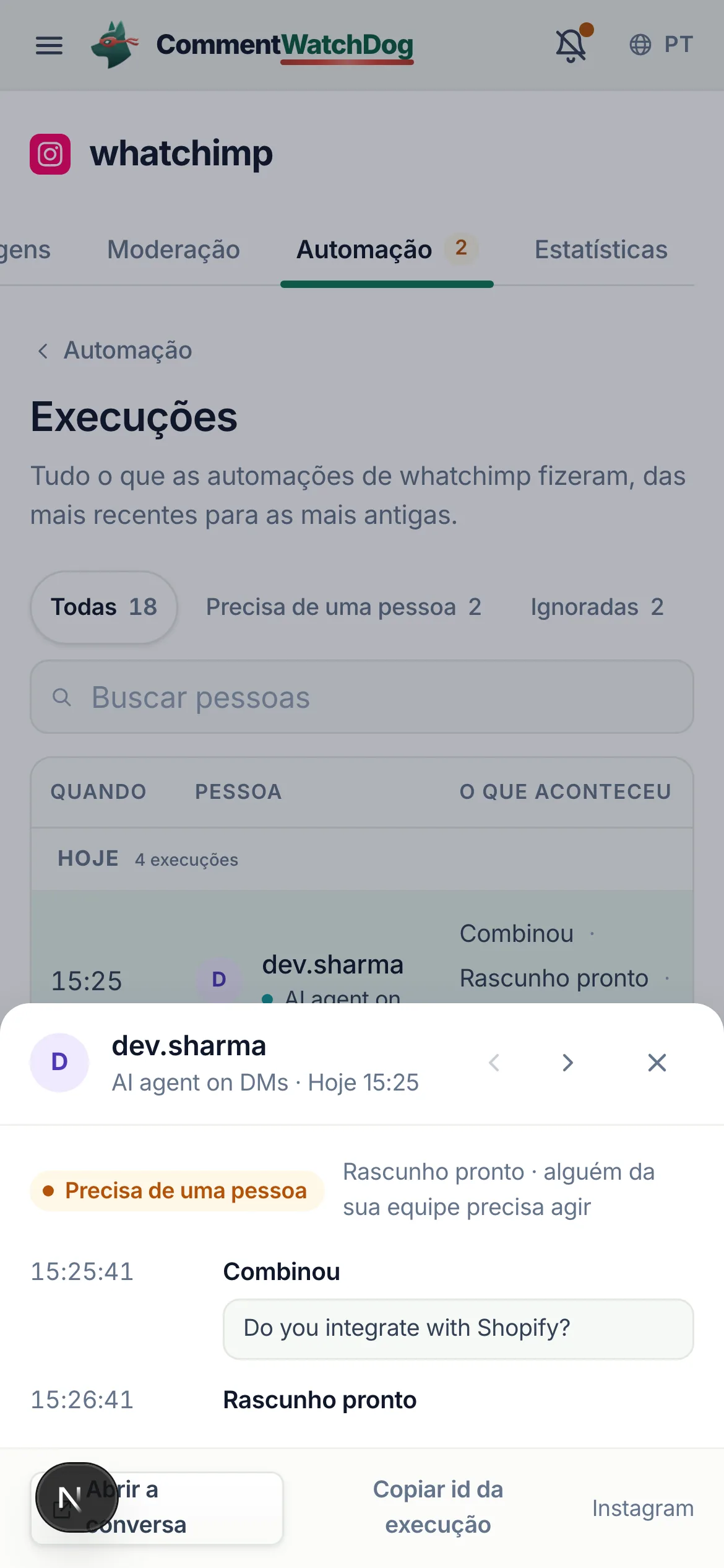 O mesmo em um celular.